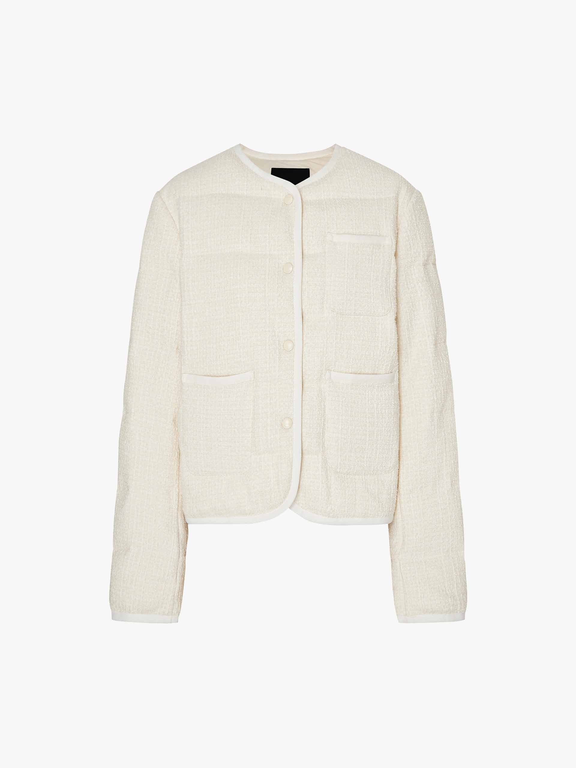 Collarless Cropped Down Jacket - Image 5