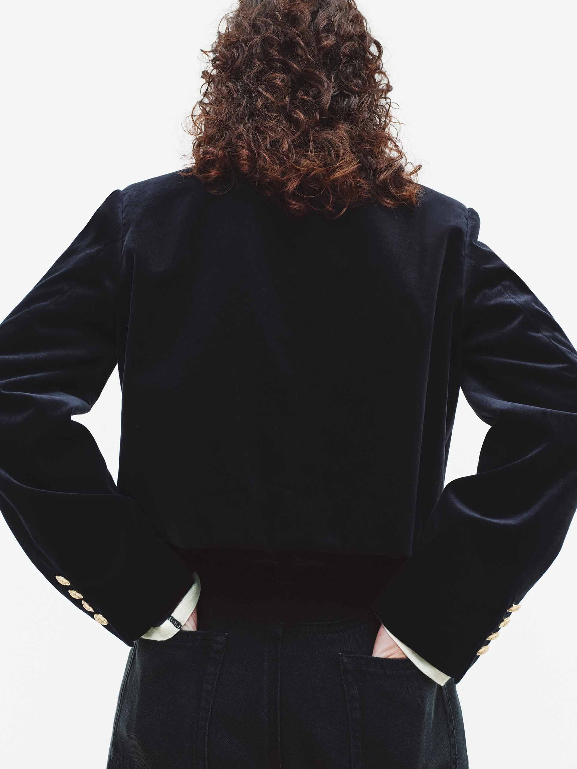 Collarless Cropped Jacket - Image 6