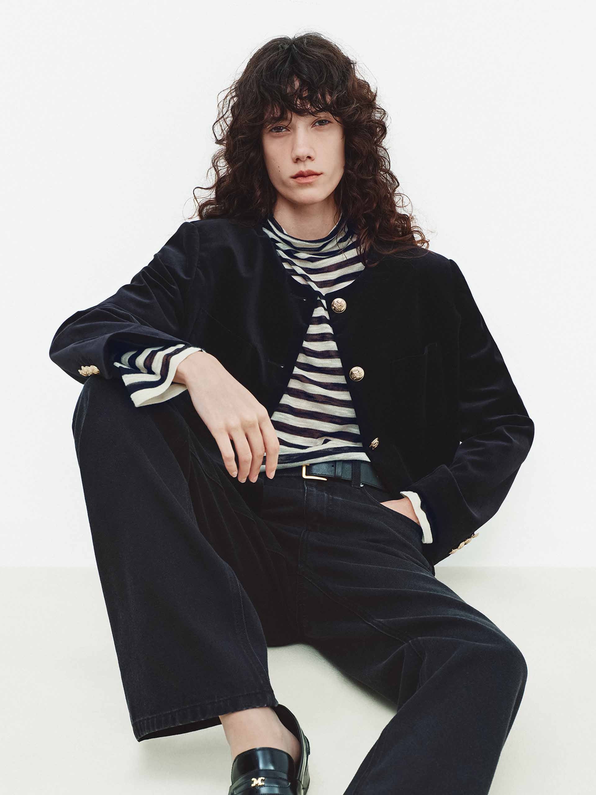 Collarless Cropped Jacket - Image 7