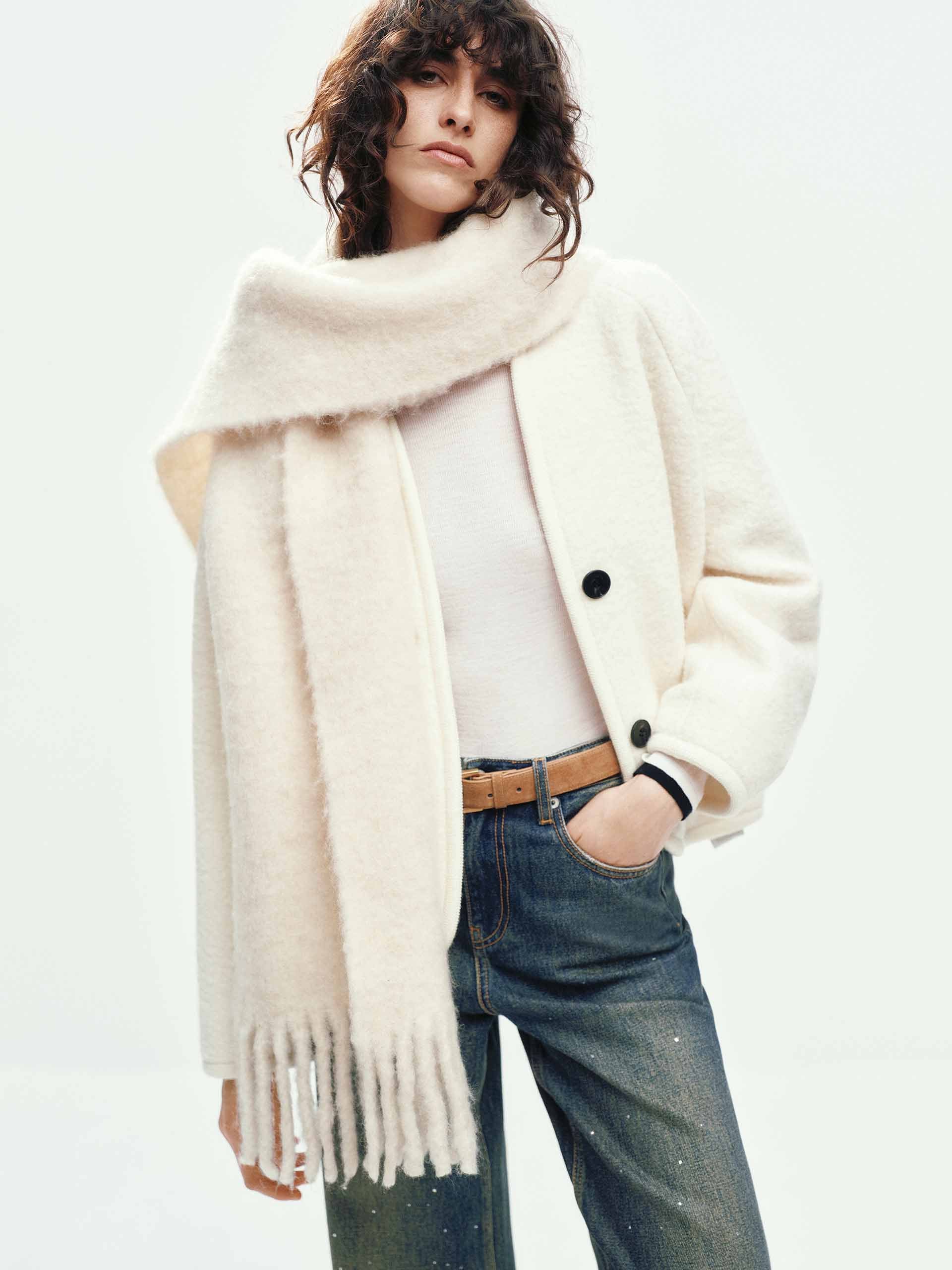Collarless Merino Wool Coat - Image 7