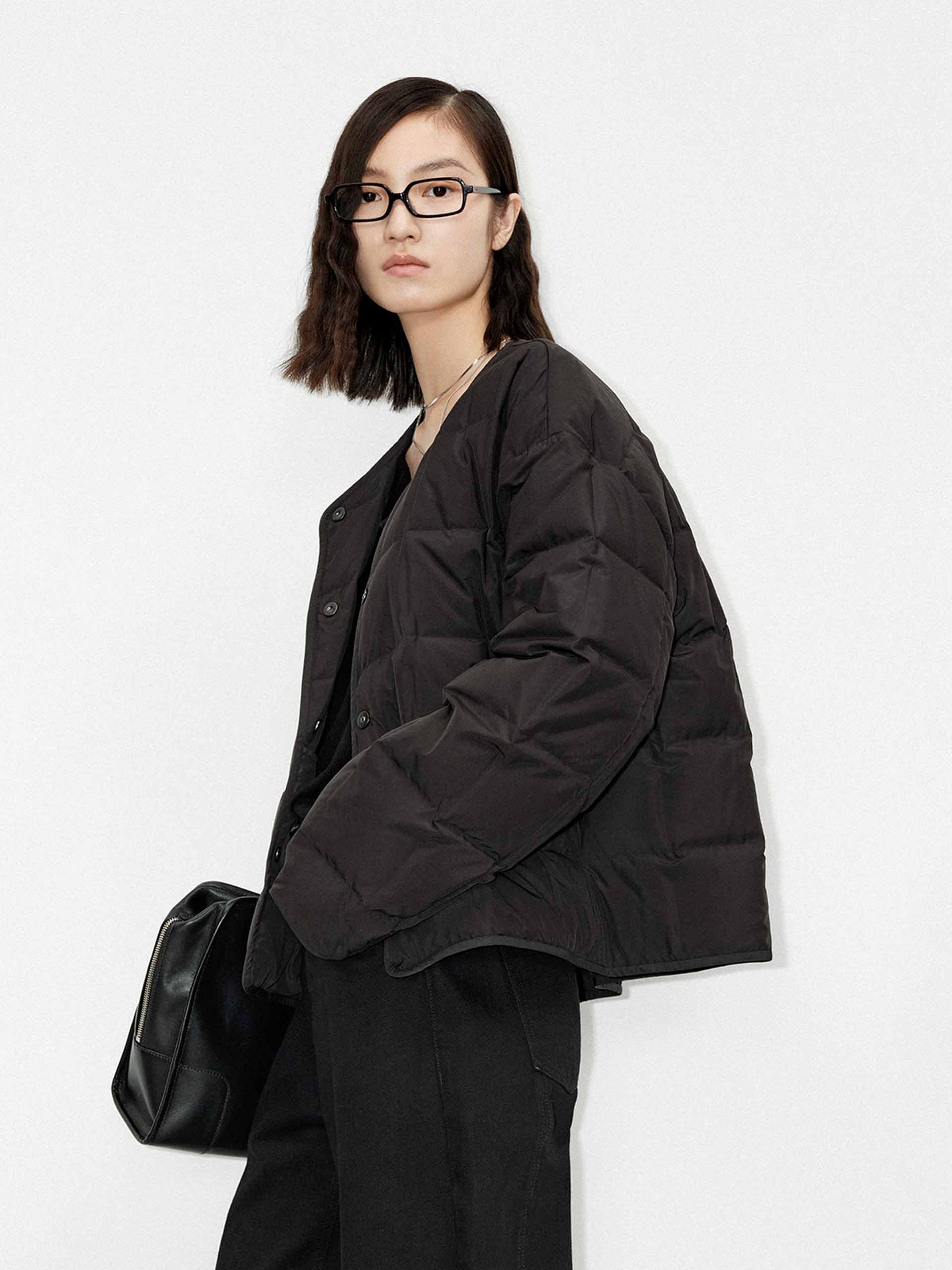 Collarless Quilted Puffer Jacket - Image 15