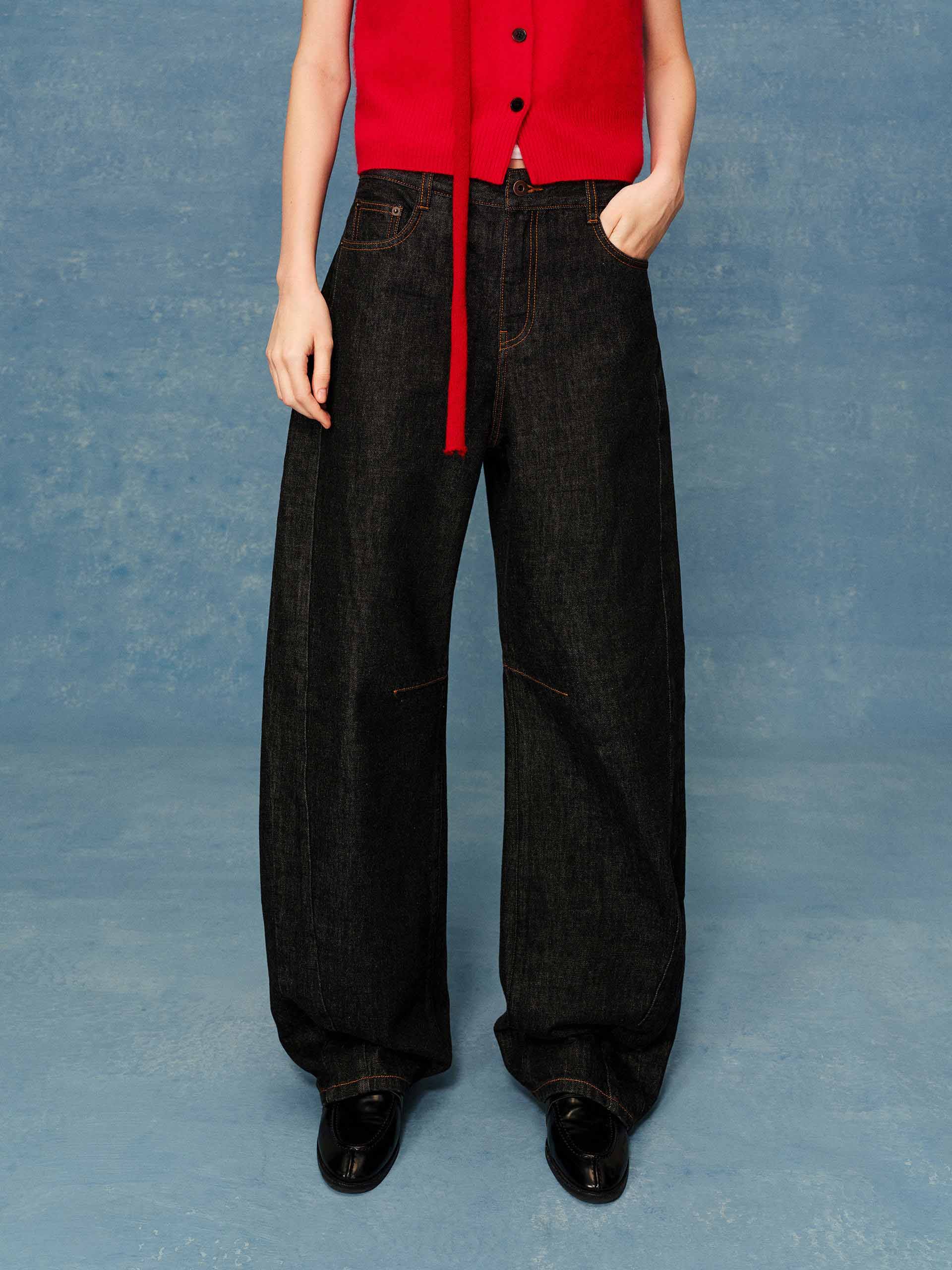 Cotton Barrel Leg Jeans