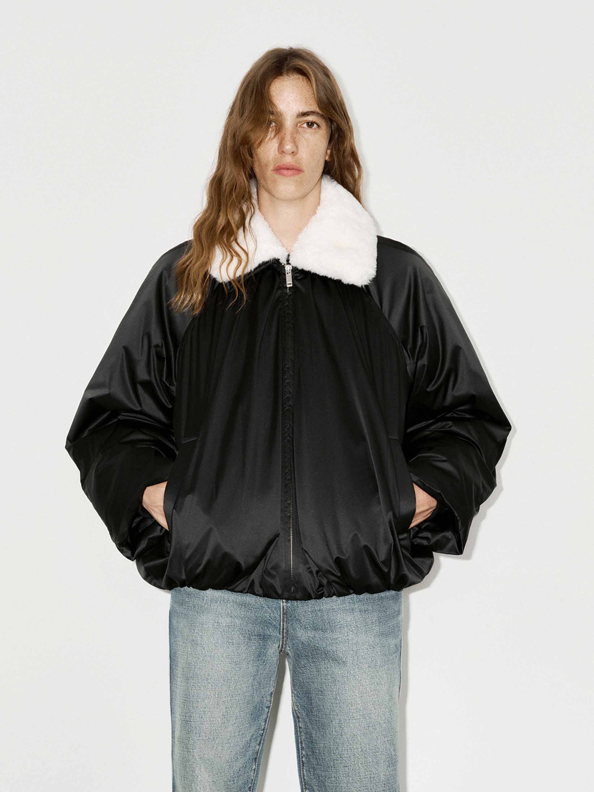 Contrast Collar Quilted Jacket - Image 2
