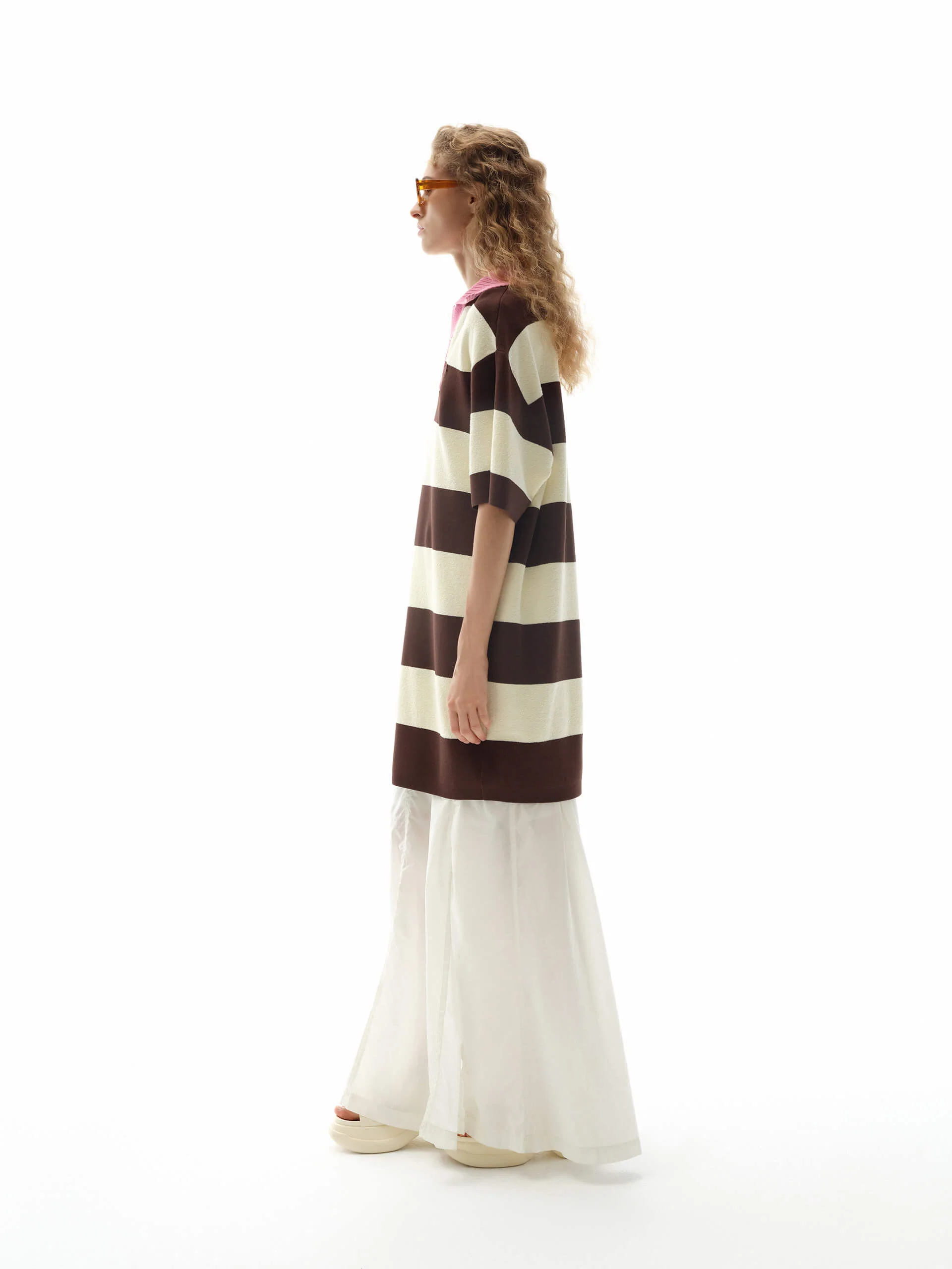 Contrast Collar Striped Dress - Image 13