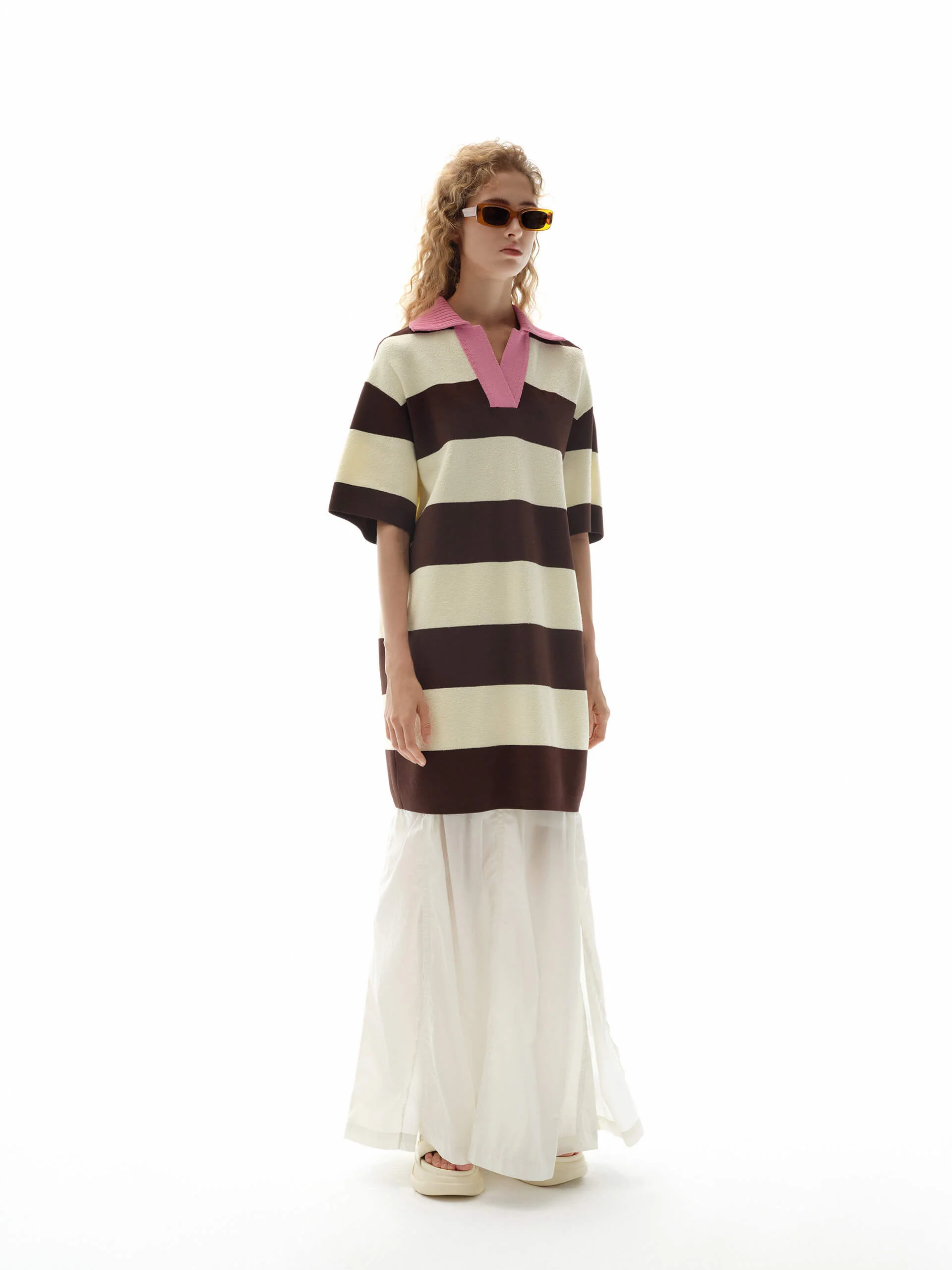 Contrast Collar Striped Dress - Image 14
