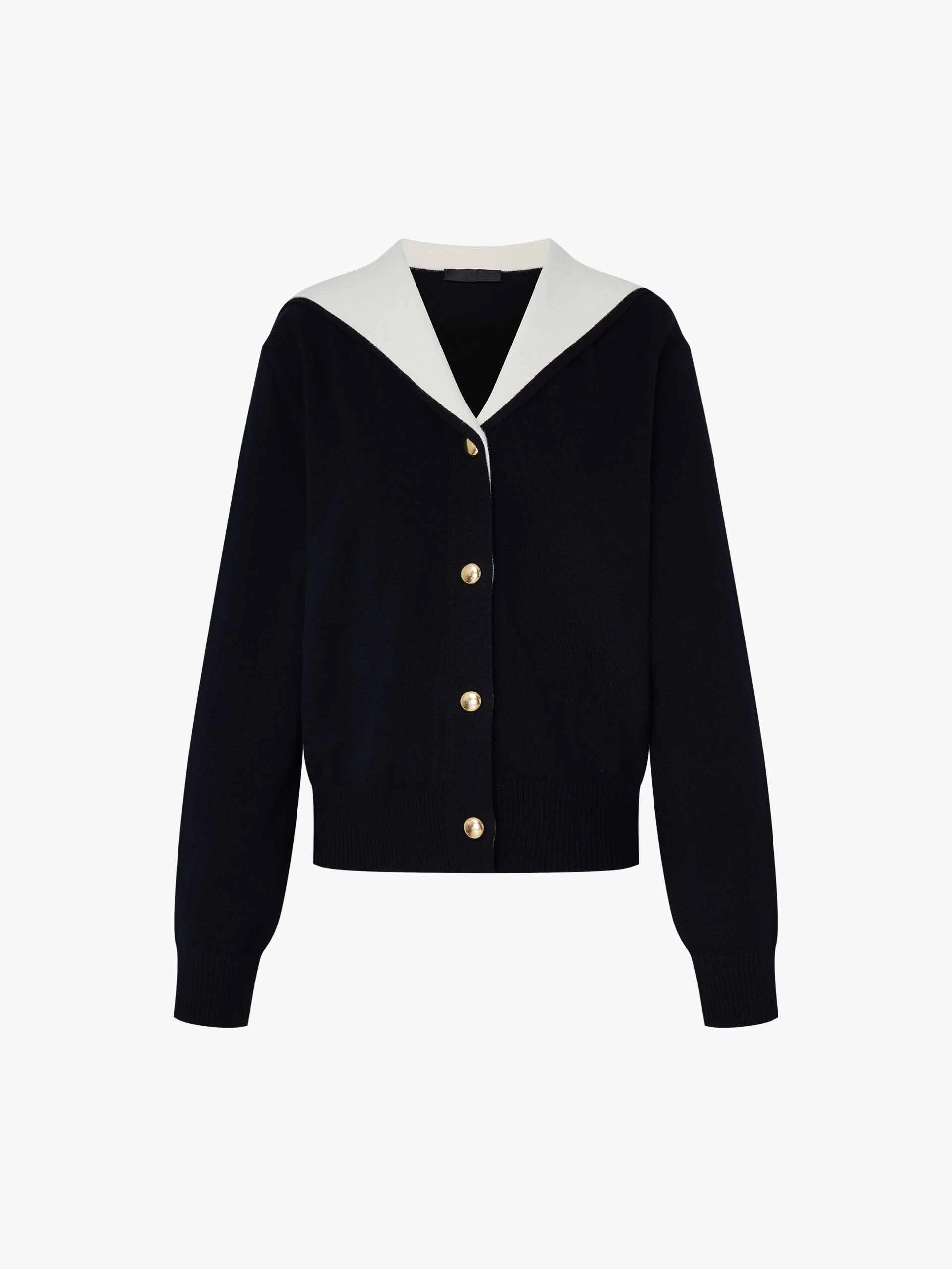 Contrast Collar Wool Cardigan - Image 5
