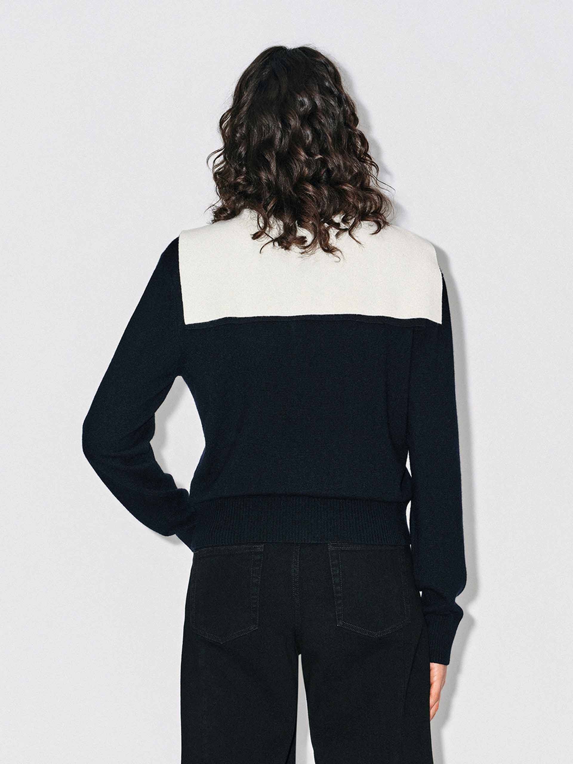 Contrast Collar Wool Cardigan - Image 6