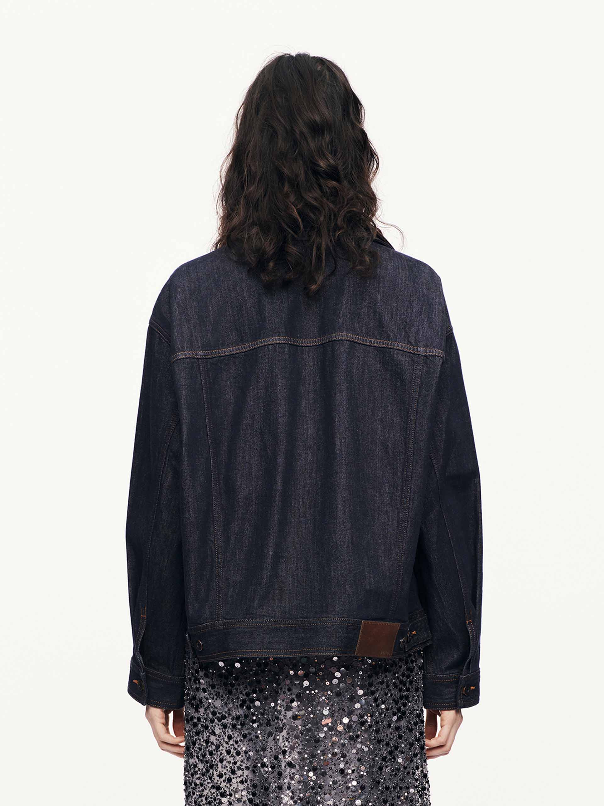Contrast Cotton Denim Jacket - Image 3