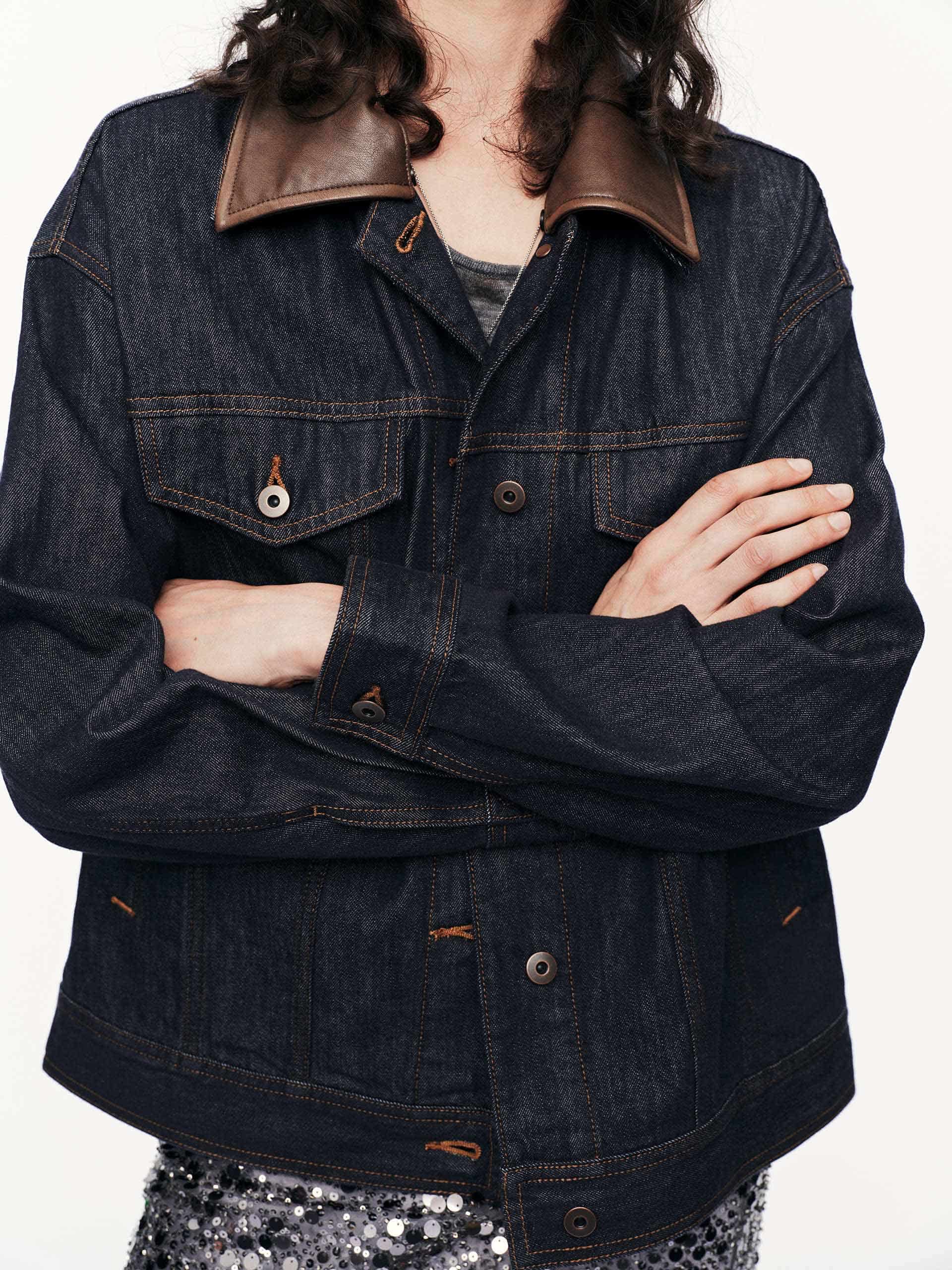 Contrast Cotton Denim Jacket - Image 7