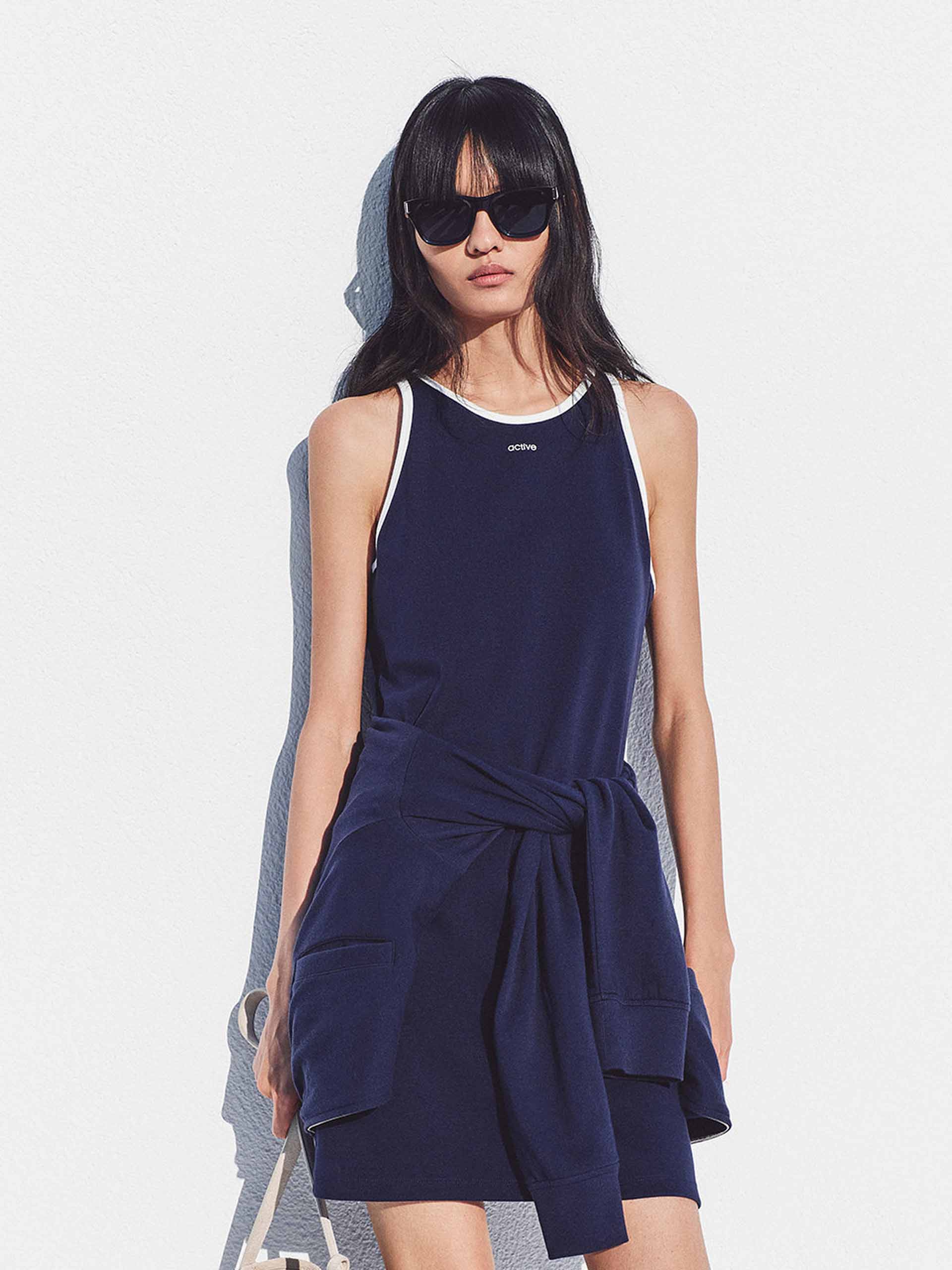 Contrast Cotton Tank Dress