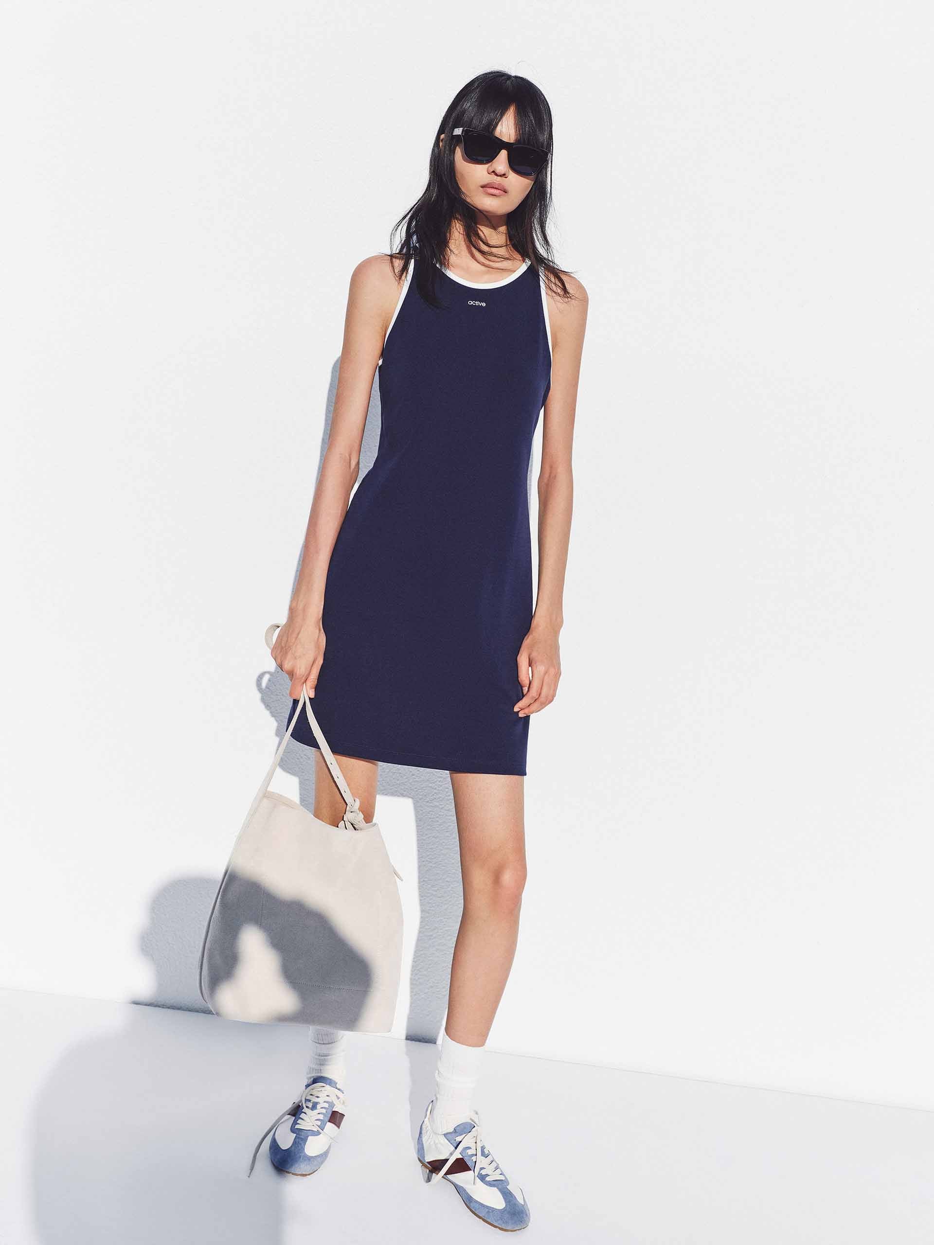 Contrast Cotton Tank Dress - Image 2