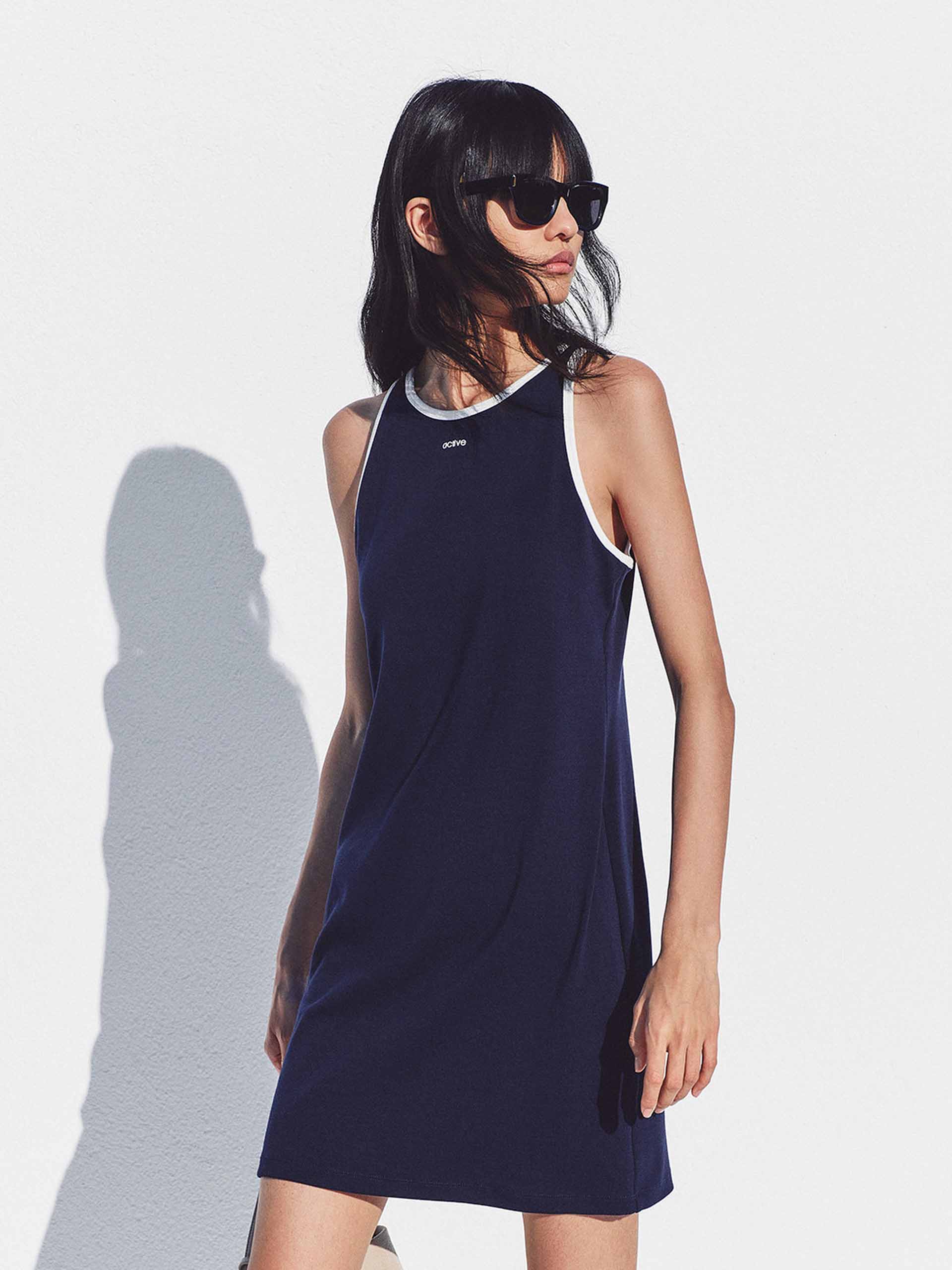 Contrast Cotton Tank Dress - Image 7