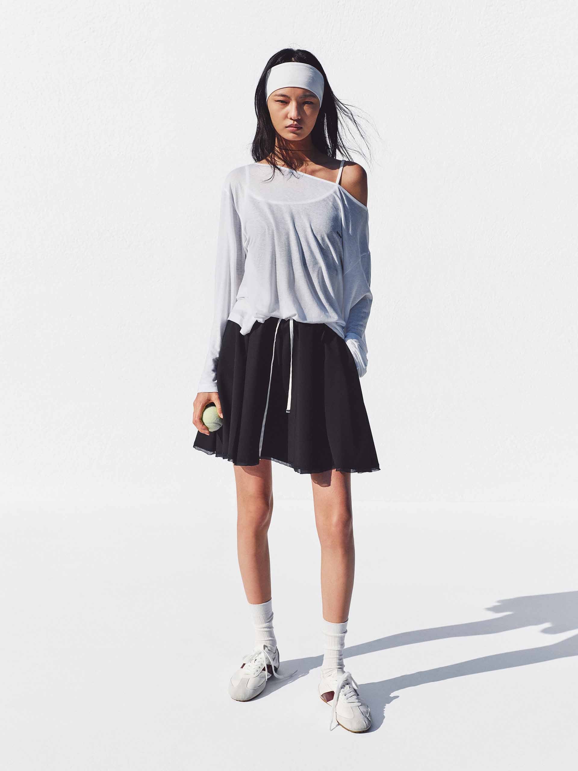 Contrast Drawstring Waist Skirt - Image 2