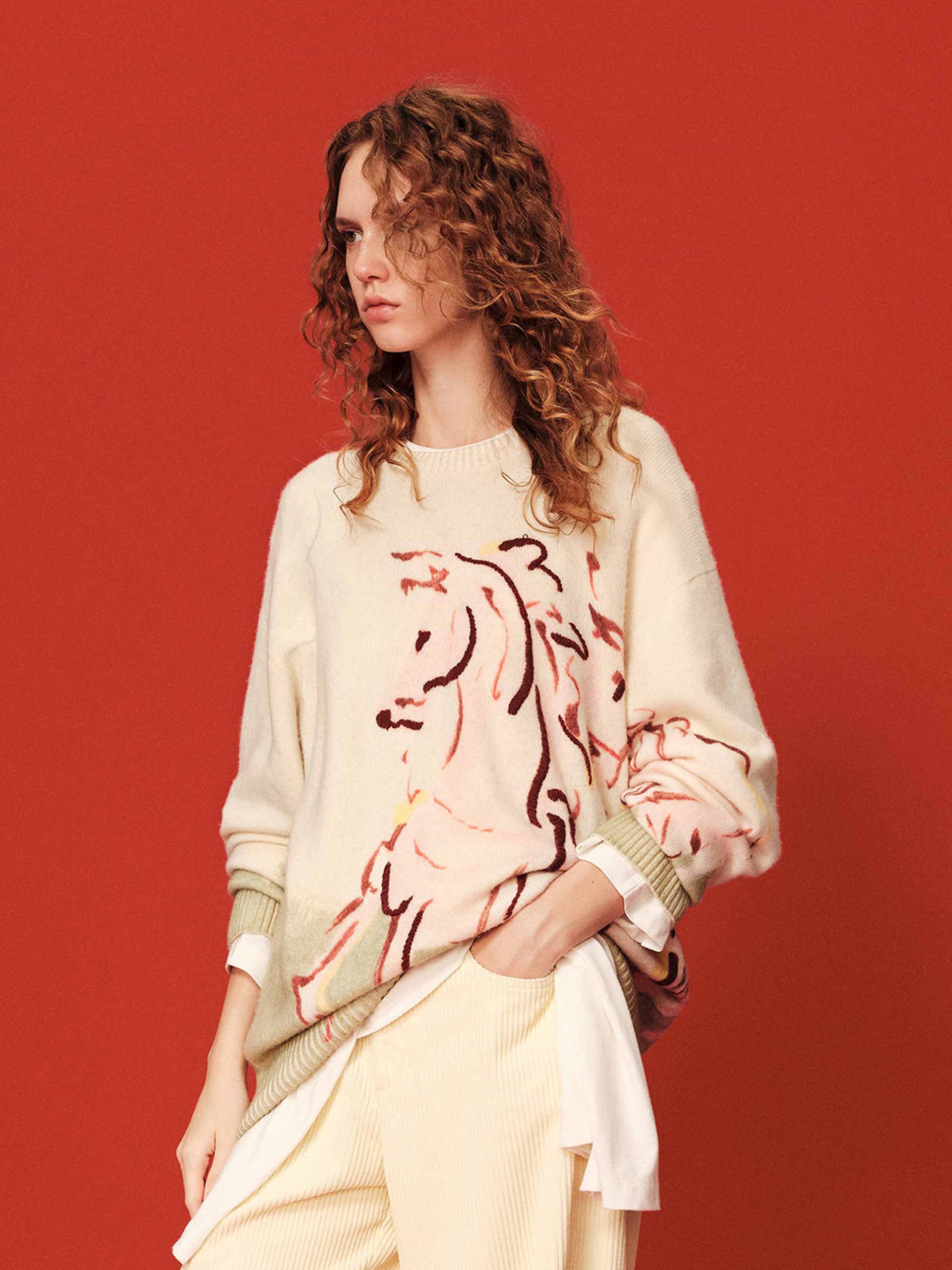 Contrast Horse Printed Sweater - Image 3