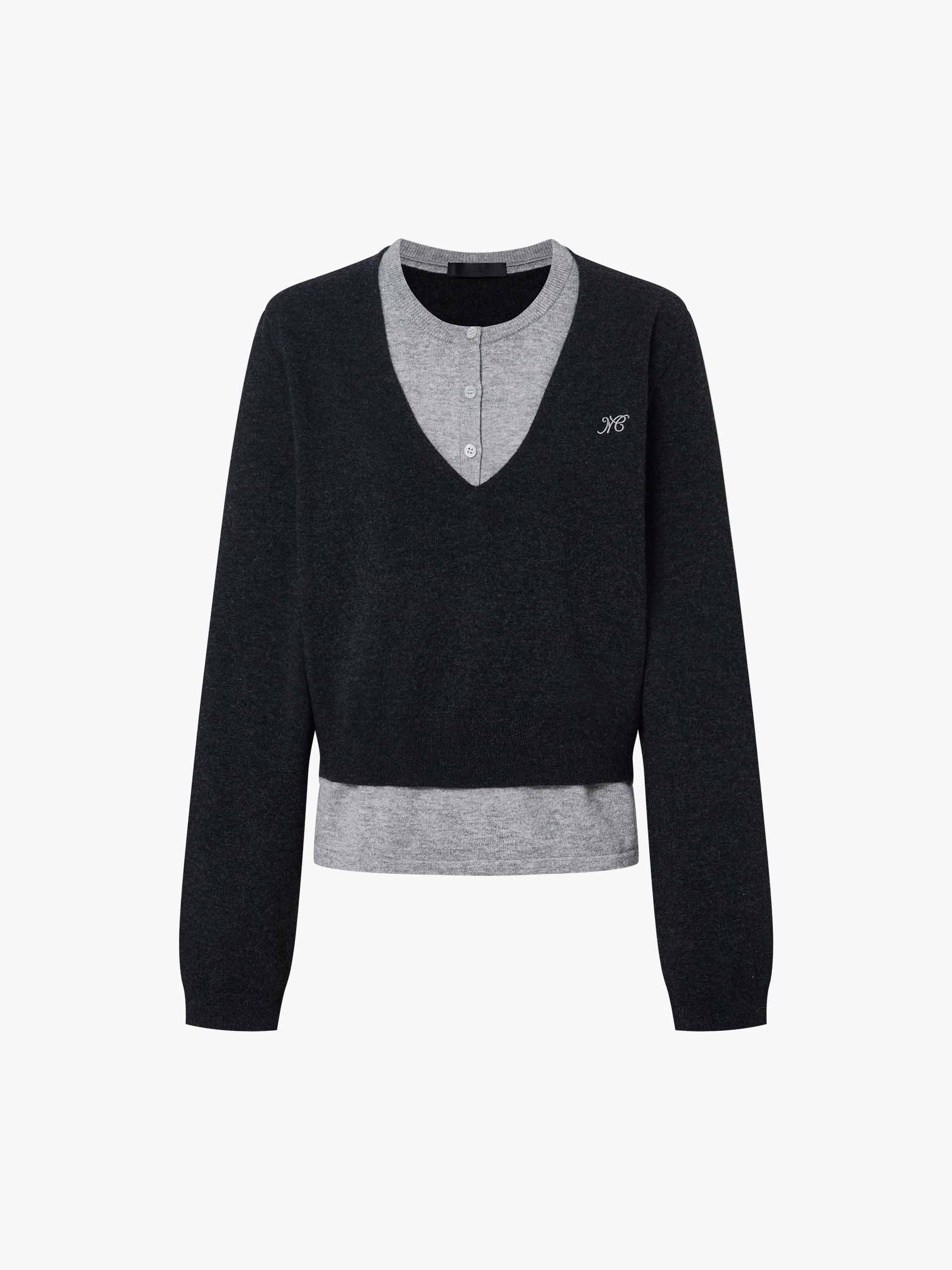Contrast Layered Cropped Sweater - Image 13