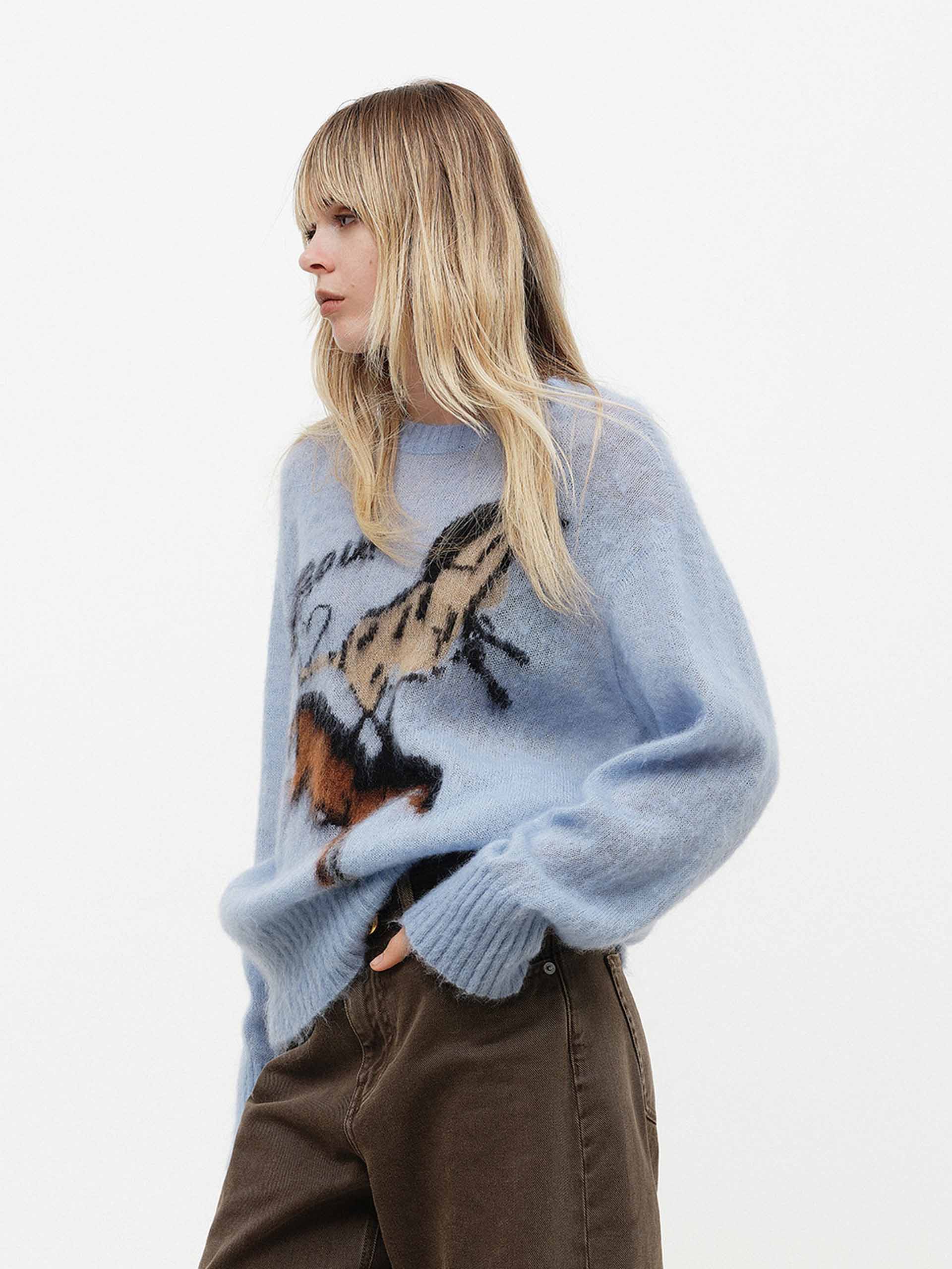 Contrast Pattern Loose Sweater - Image 3