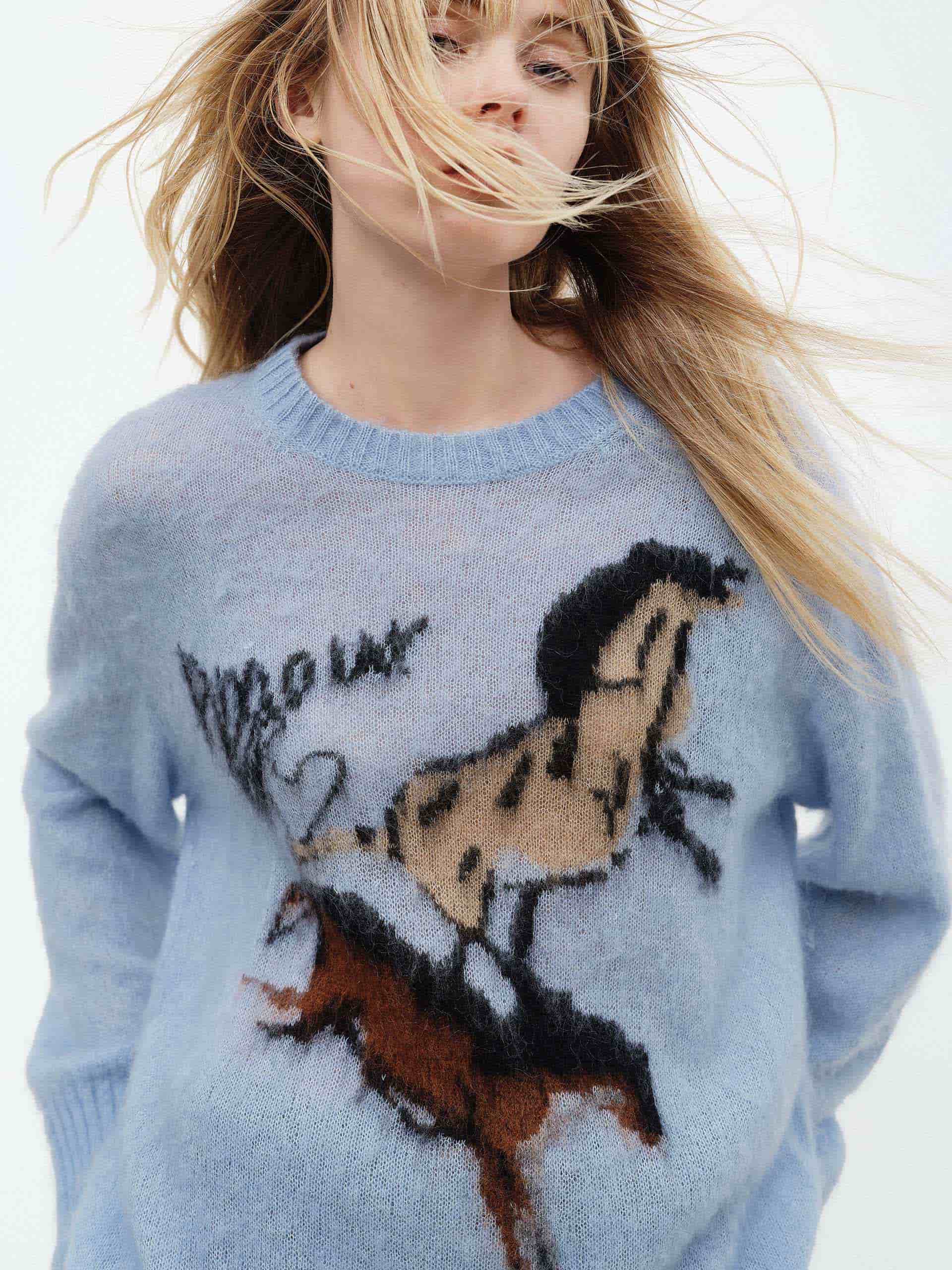 Contrast Pattern Loose Sweater - Image 8