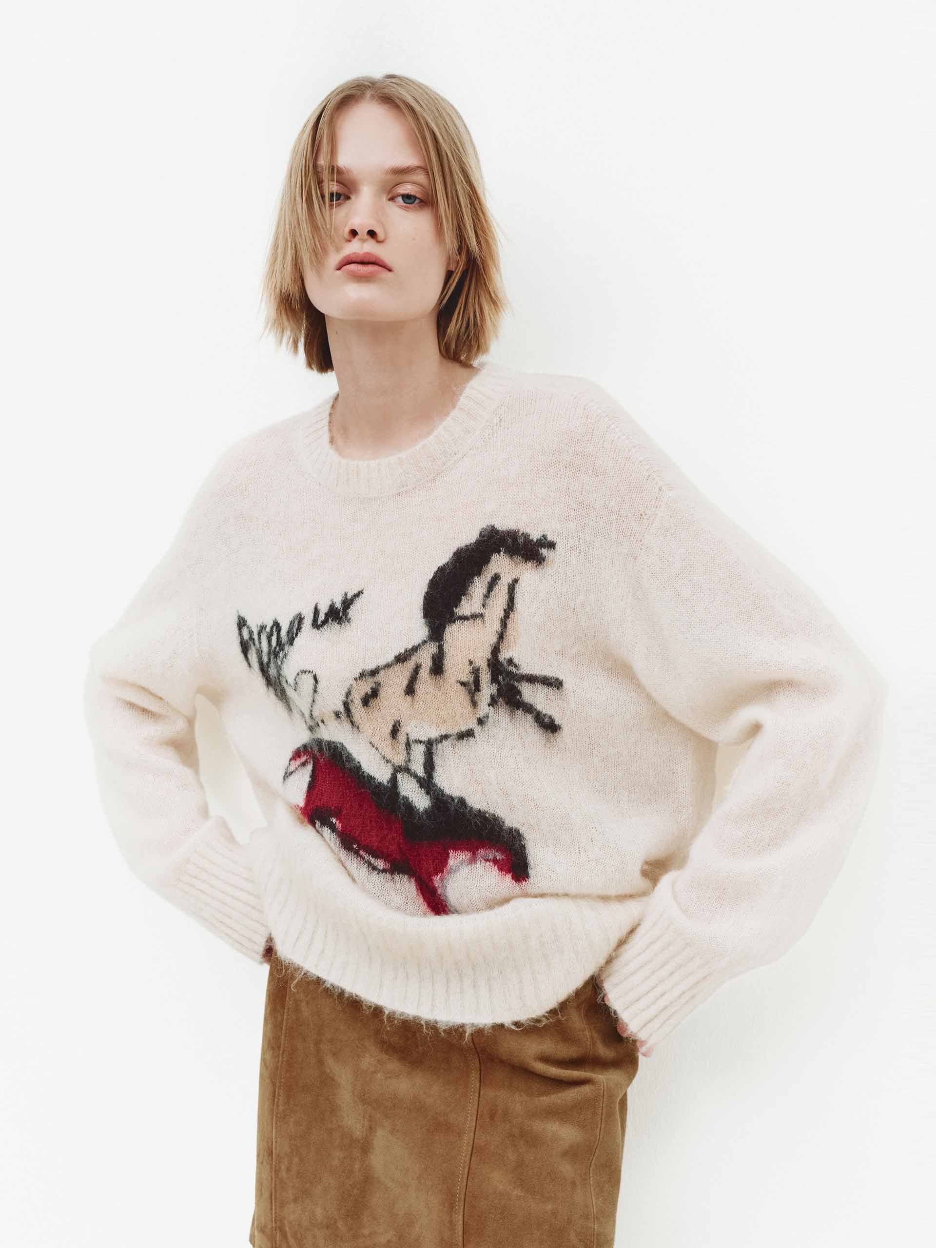 Contrast Pattern Loose Sweater - Image 9
