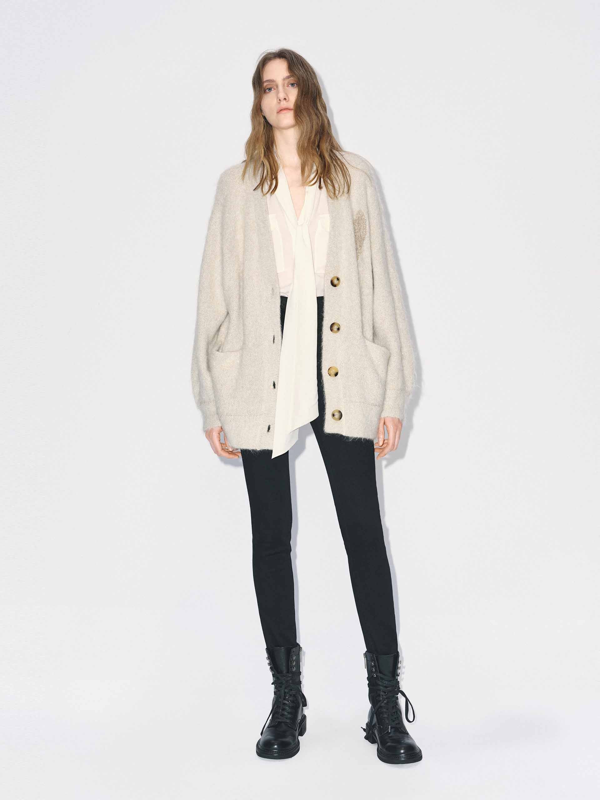 Contrast Pattern Lurex Cardigan - Image 2