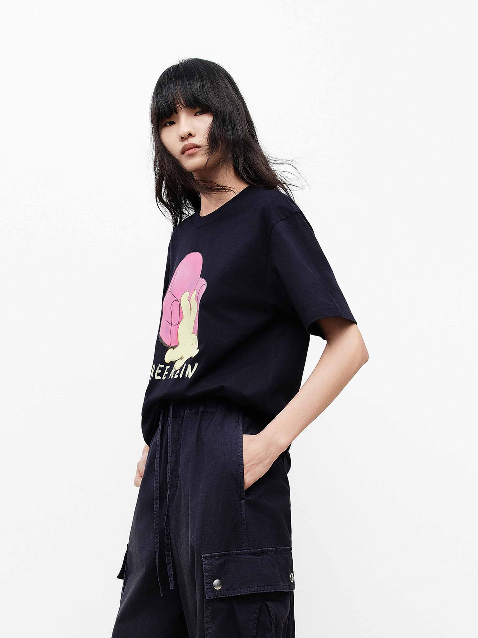 Contrast Print Cotton T-shirt - Image 7