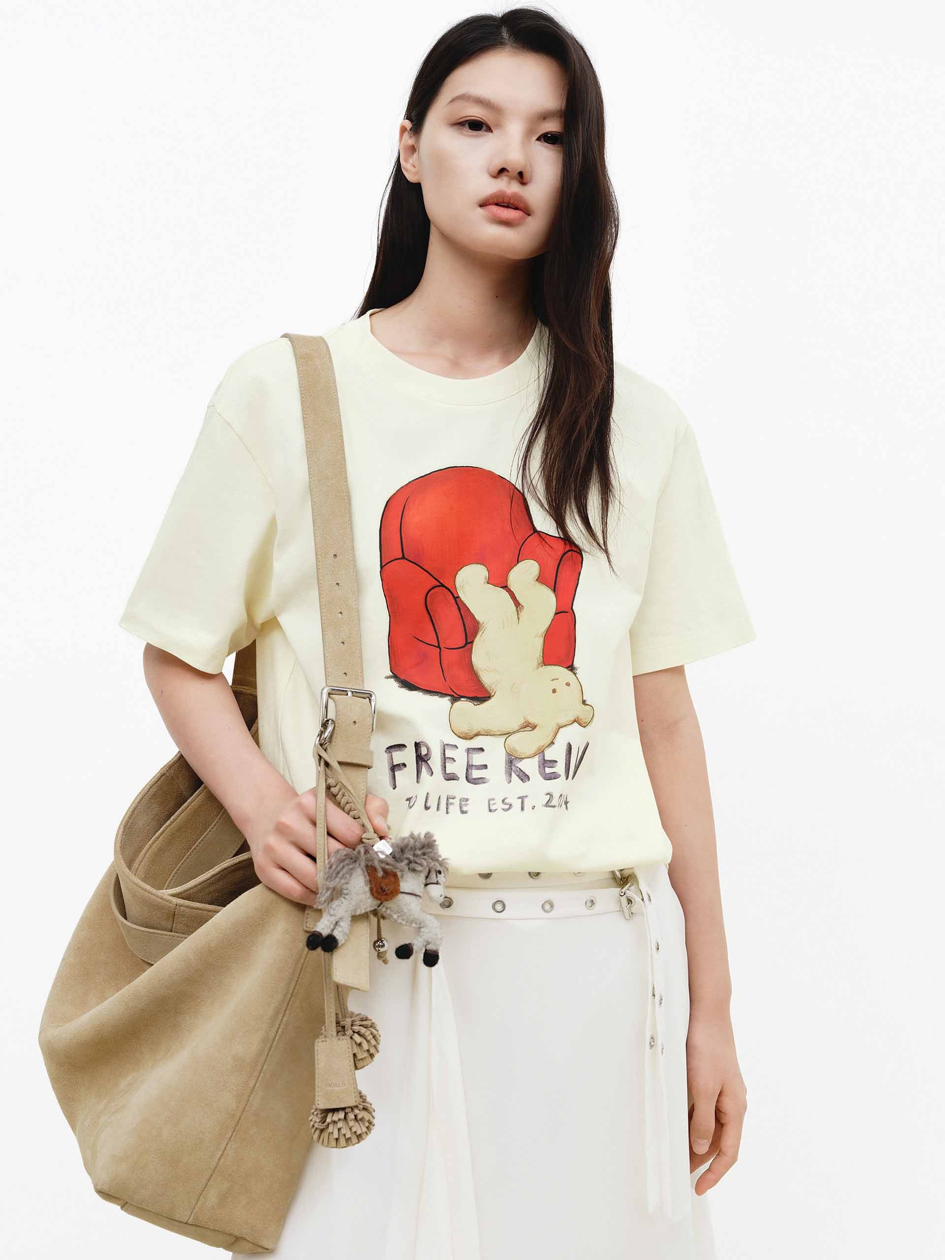 Contrast Print Cotton T-shirt - Image 9