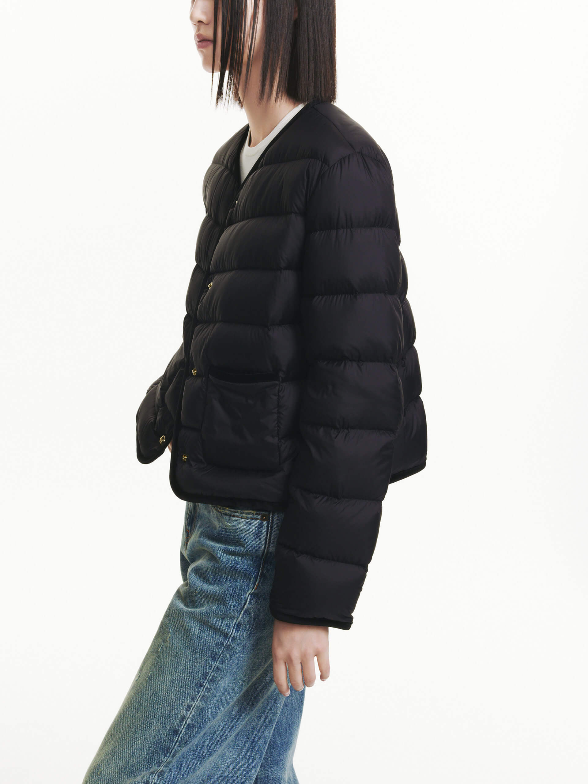 Contrast Quilted Cropped Jacket - Image 16