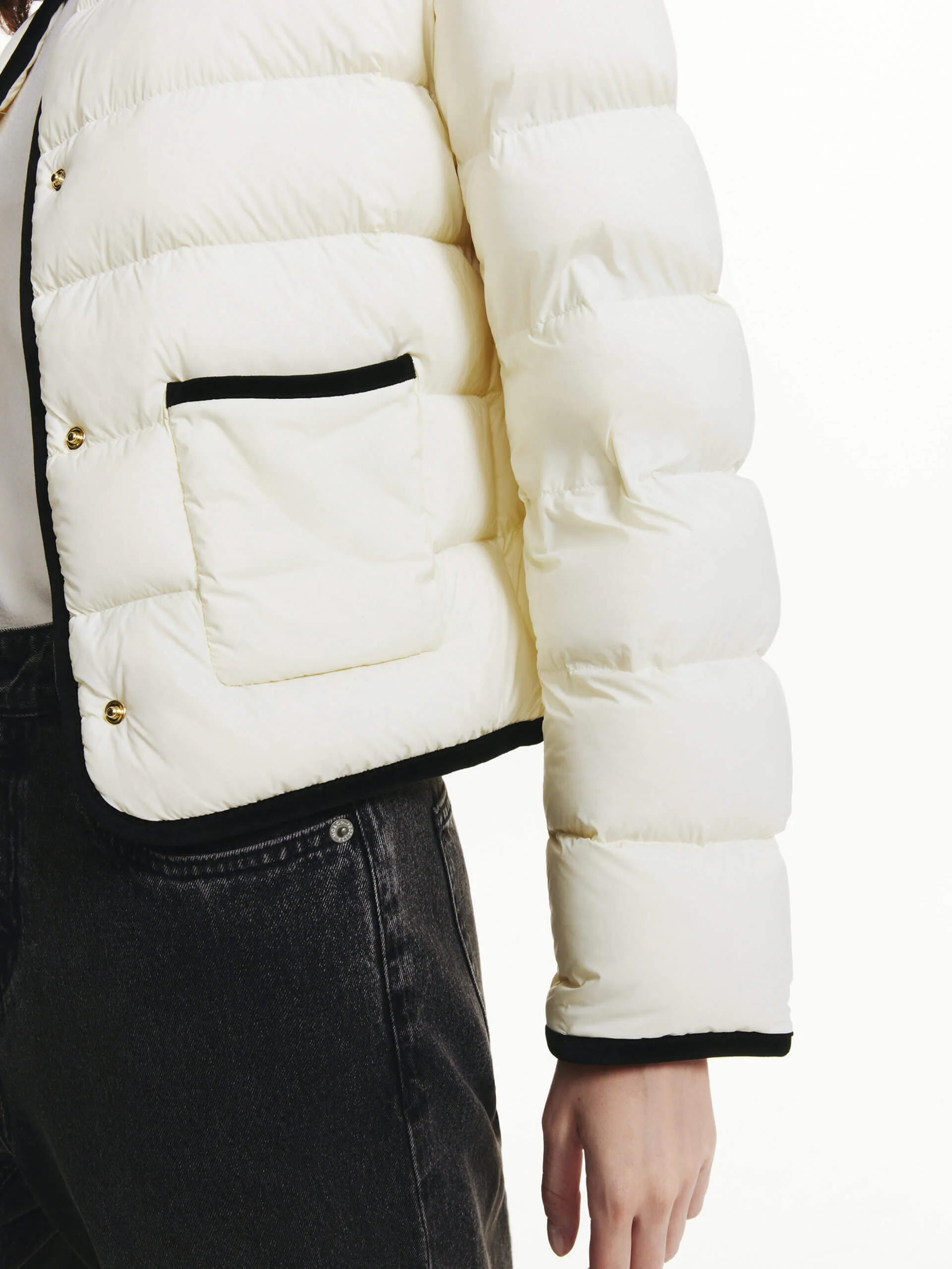 Contrast Quilted Cropped Jacket - Image 8