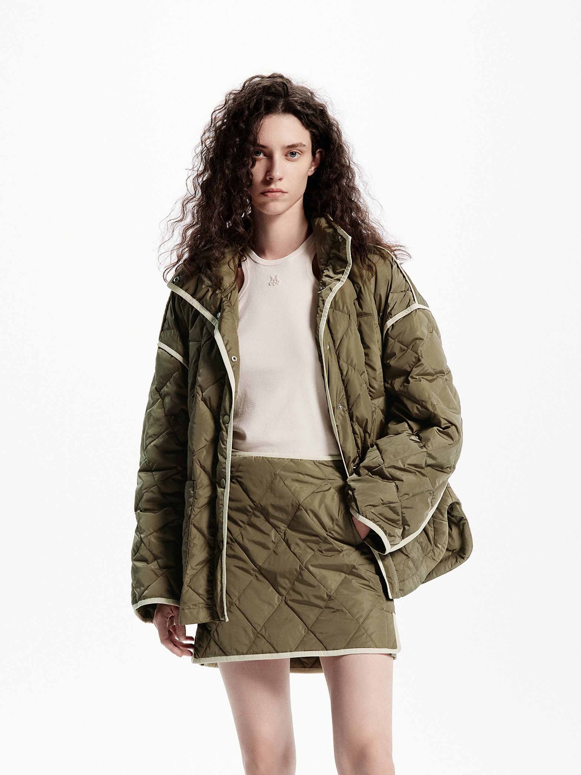 Contrast Quilted Down Jacket - Image 9