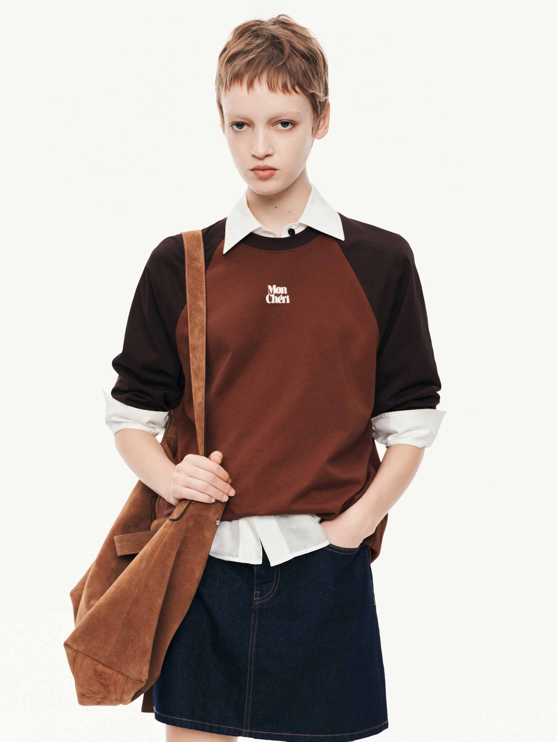 Contrast Raglan Sleeves T-shirt - Image 3