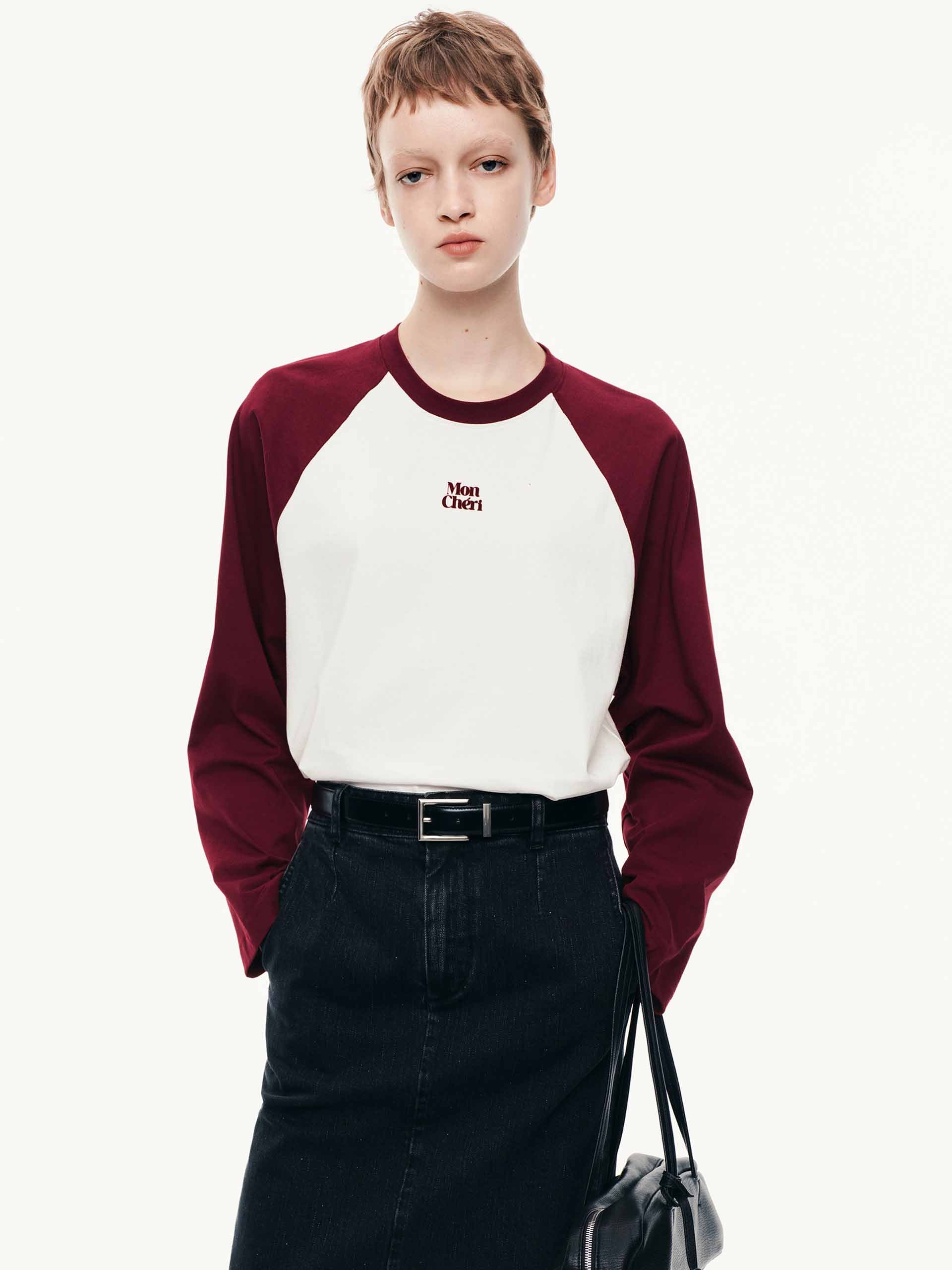 Contrast Raglan Sleeves T-shirt - Image 9