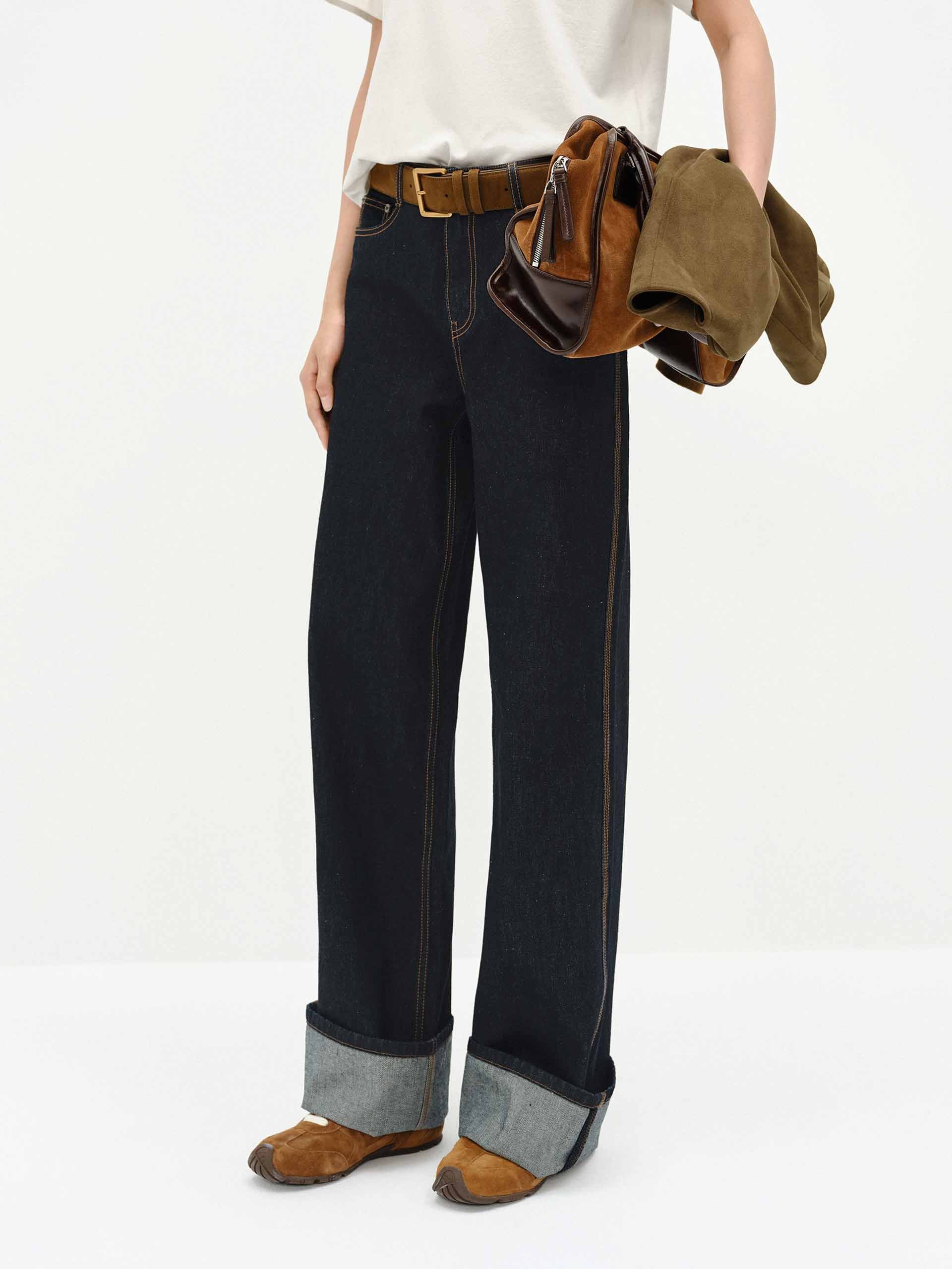 Contrast Seam Straight Jeans - Image 6