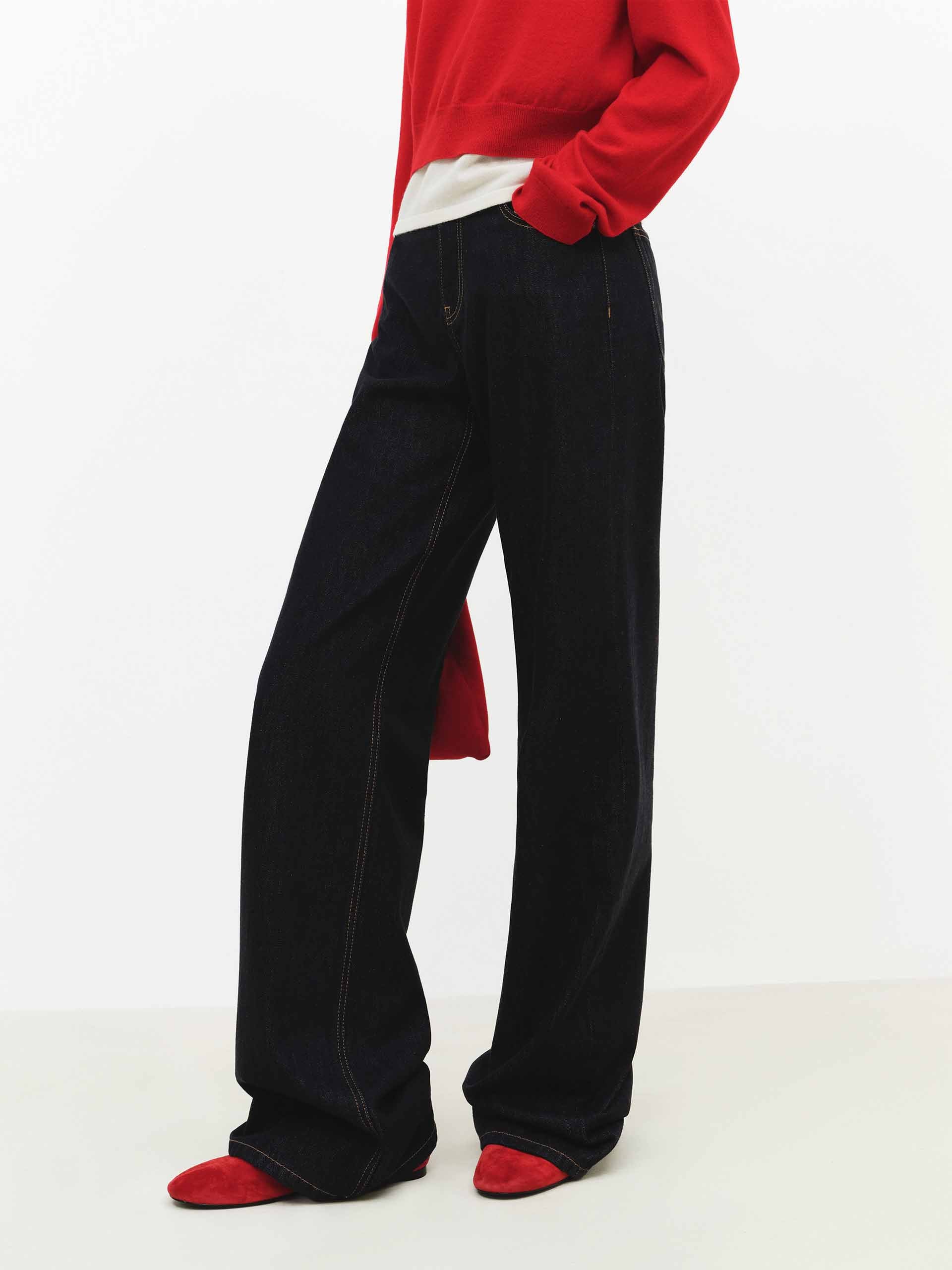 Contrast Seams Straight Jeans - Image 3