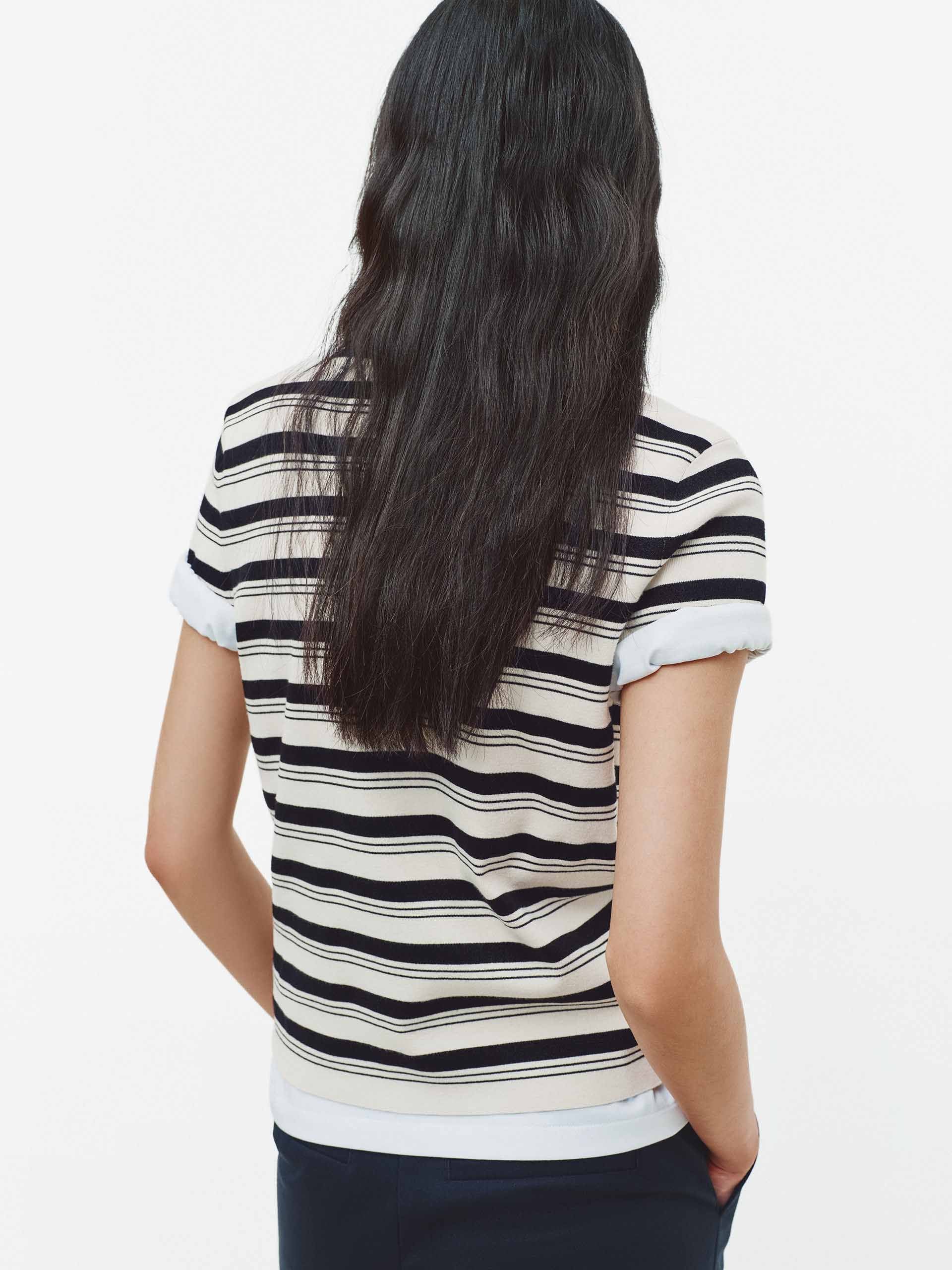 Contrast Stripe Polo Knit Top - Image 8