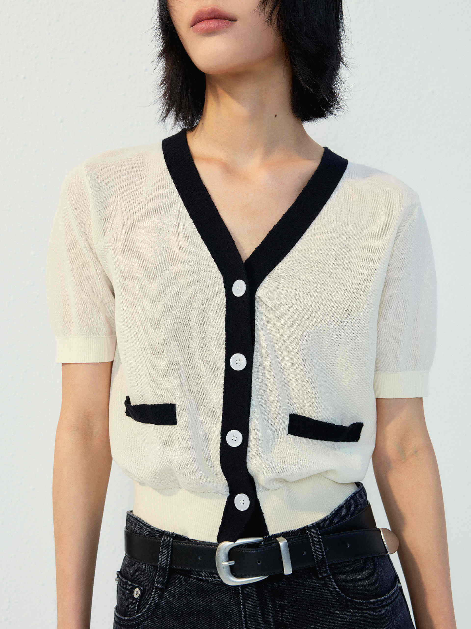 Contrast Trim Button Cardigan - Image 20