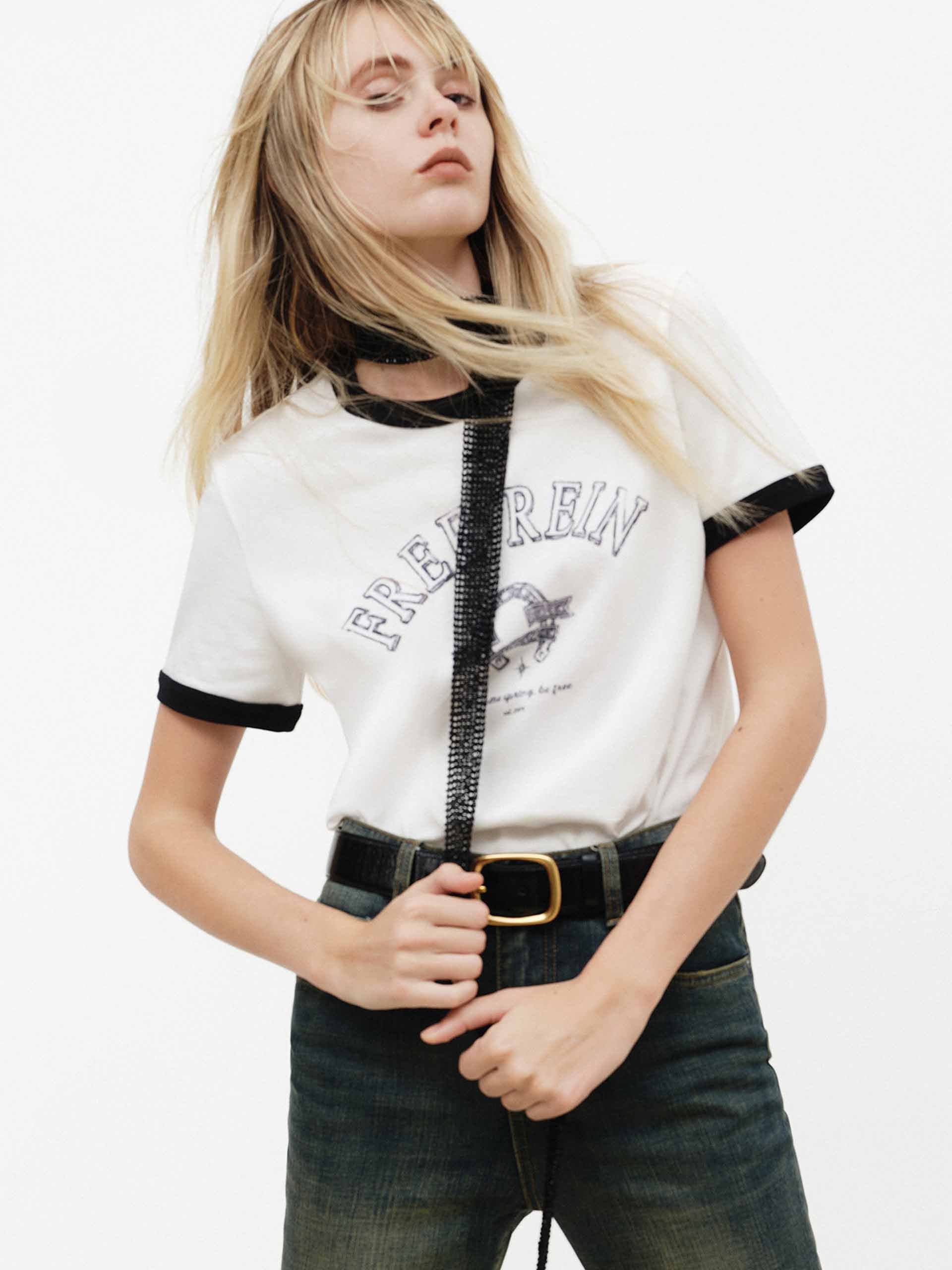 Contrast Trim Cotton T-shirt