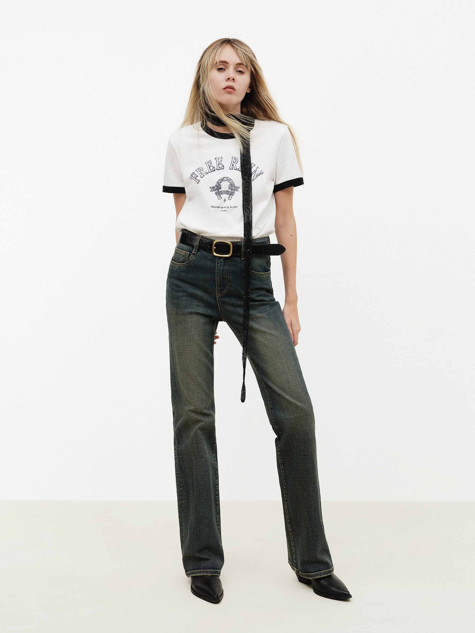 Contrast Trim Cotton T-shirt - Image 2