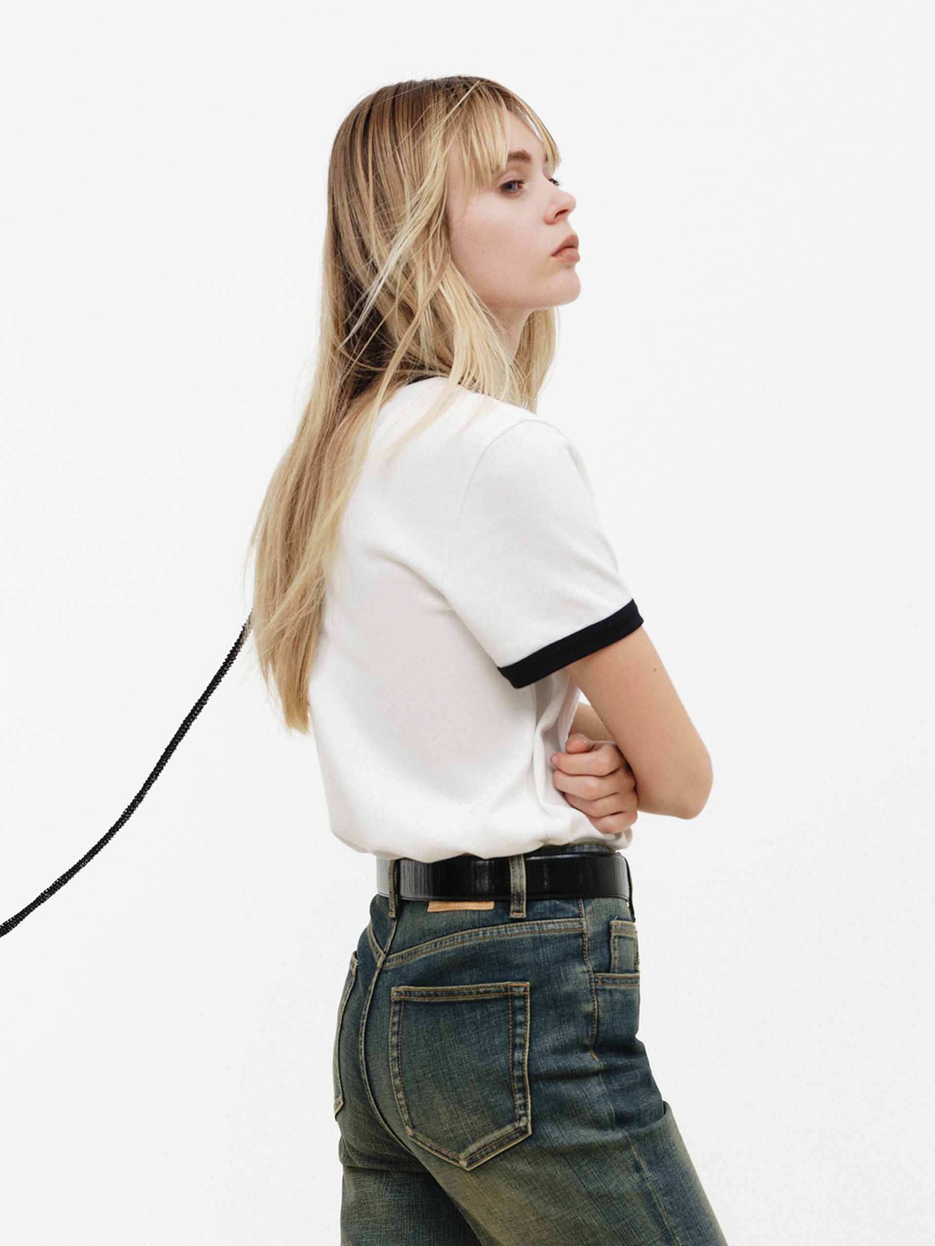 Contrast Trim Cotton T-shirt - Image 7