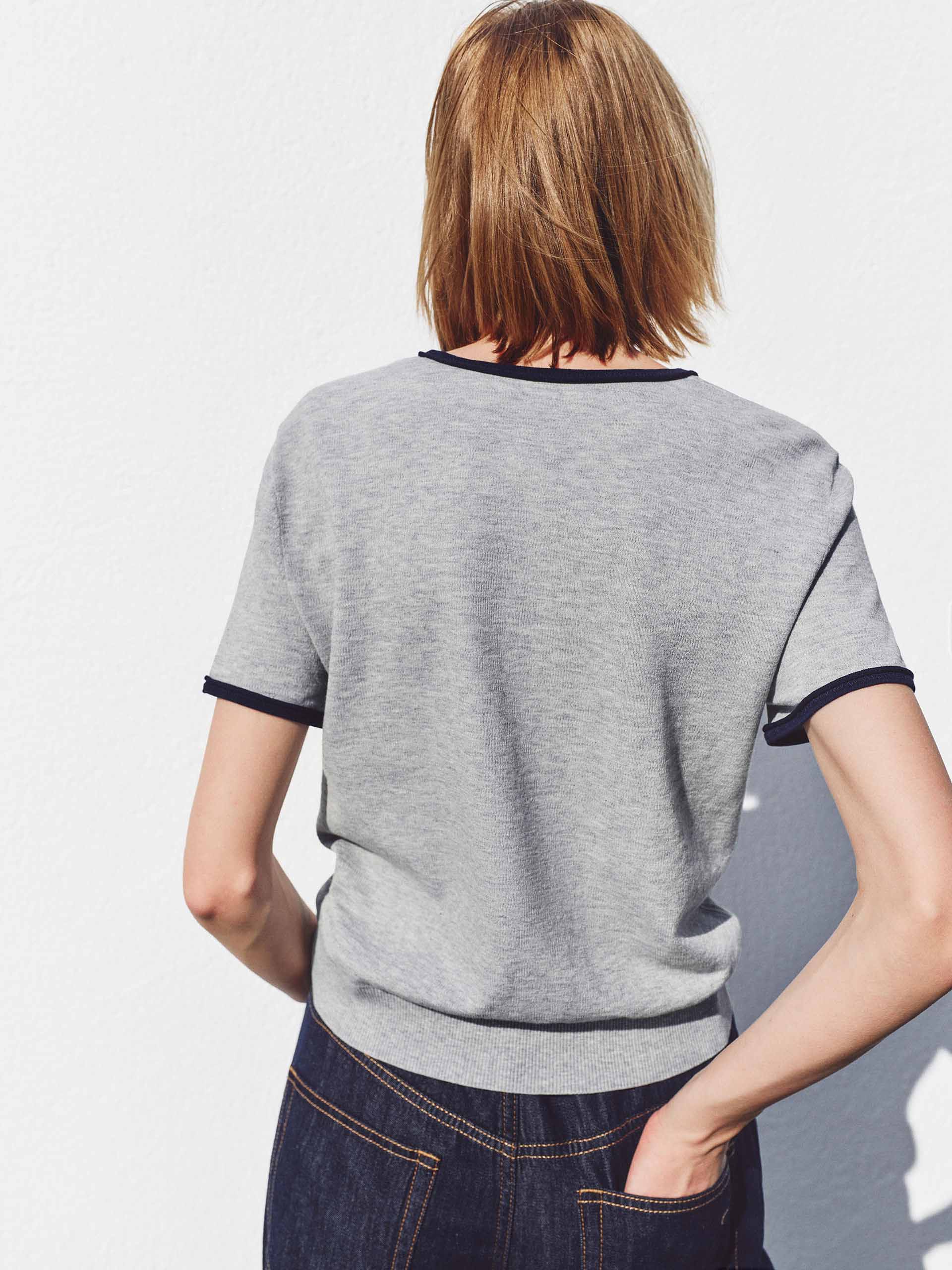 Contrast Trim Cropped Knit Top - Image 3