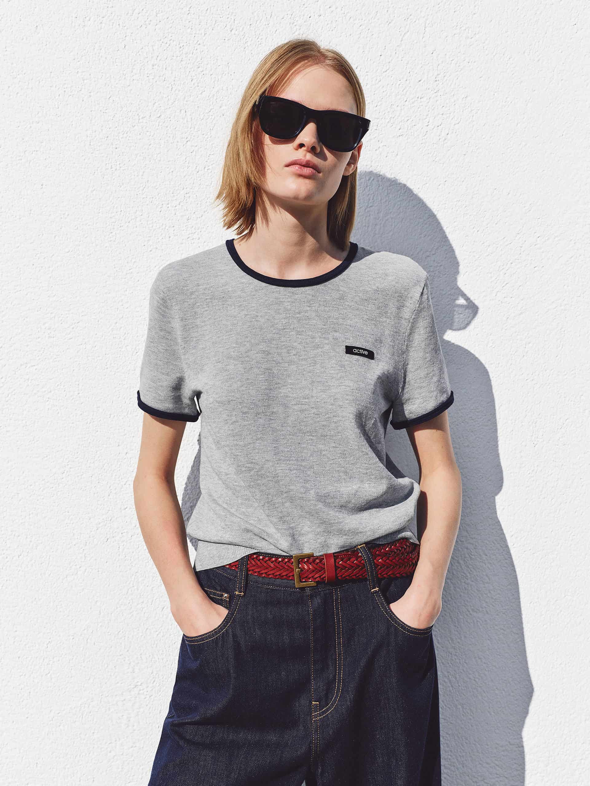 Contrast Trim Cropped Knit Top - Image 7