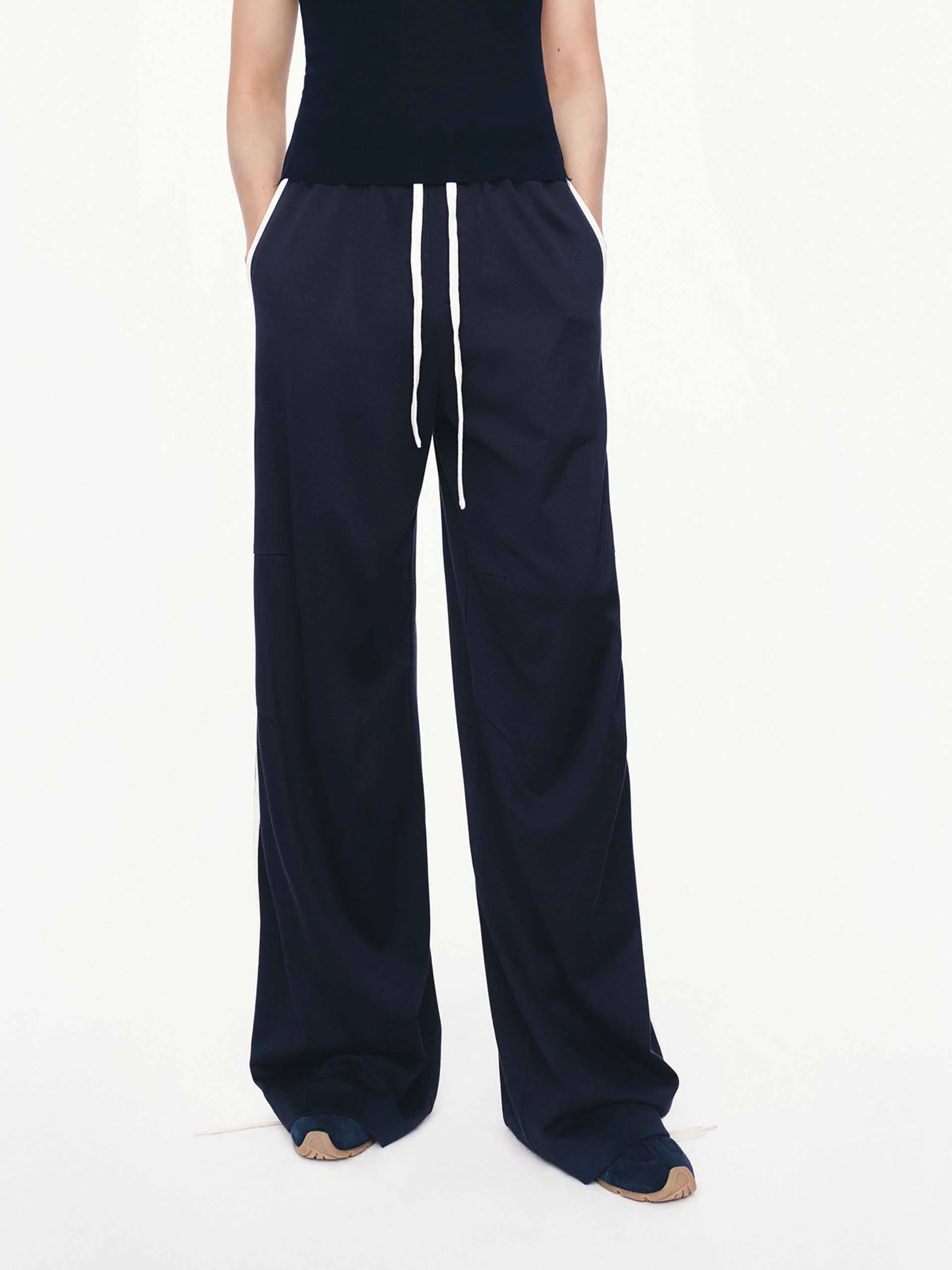 Contrast Trim Drawstring Trousers