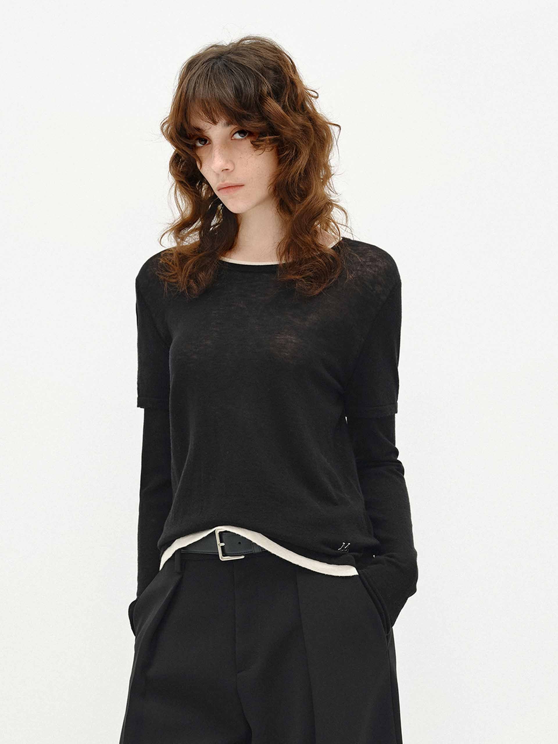 Contrast Trim Wool Top - Image 2