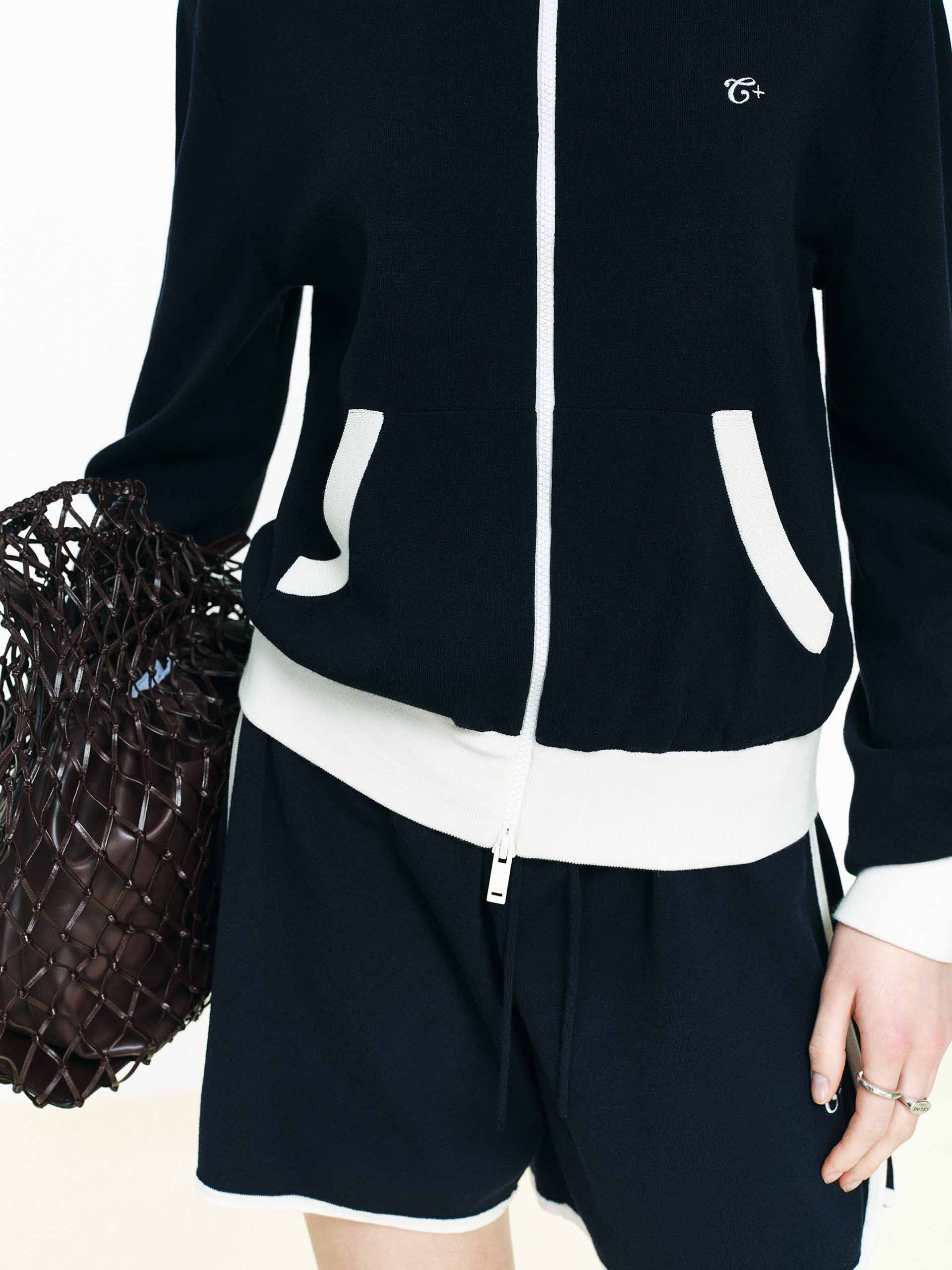 Contrast Trim Zipper Cardigan - Image 8