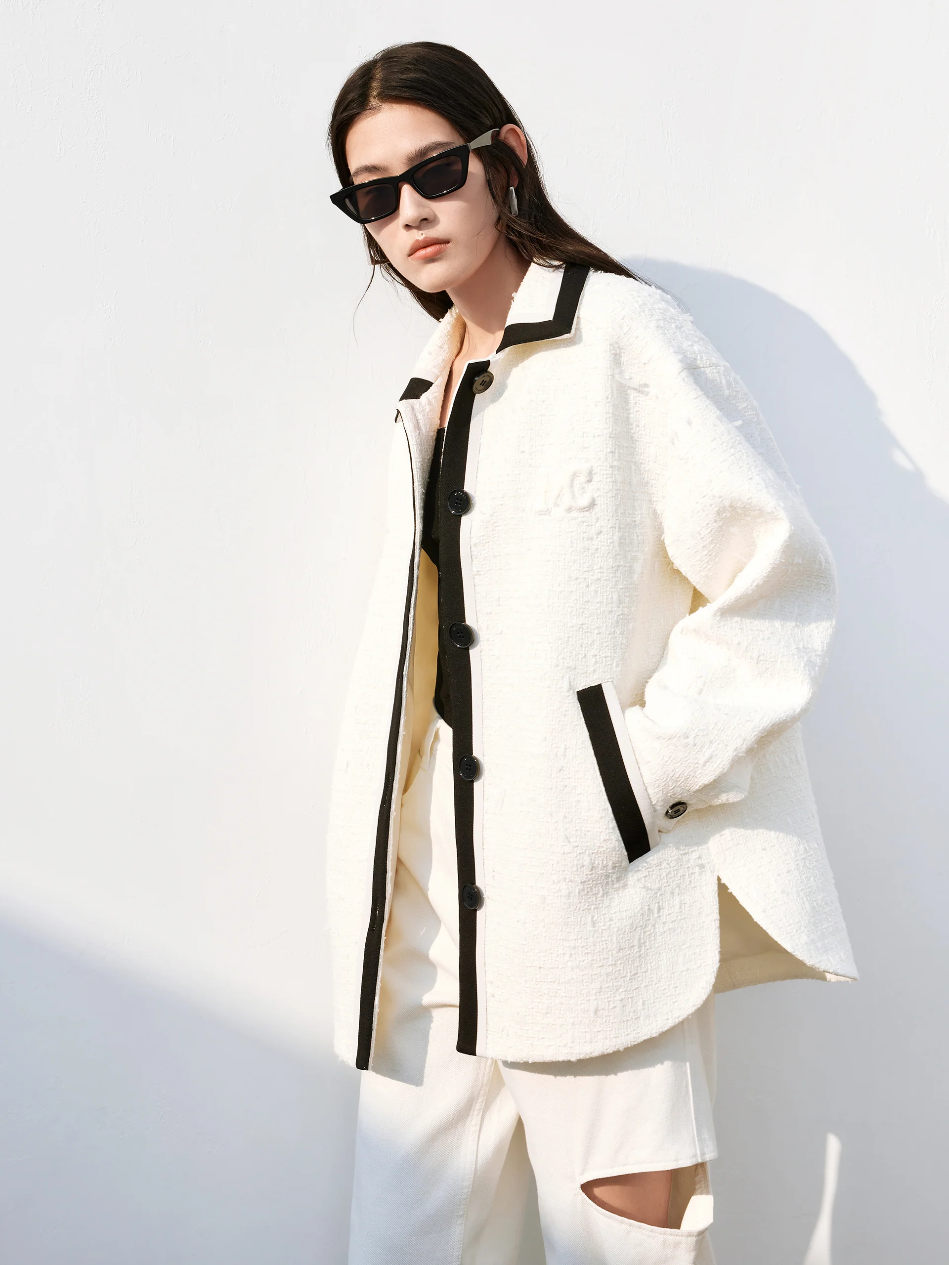 Contrast Tweed Shirt Jacket - Image 10