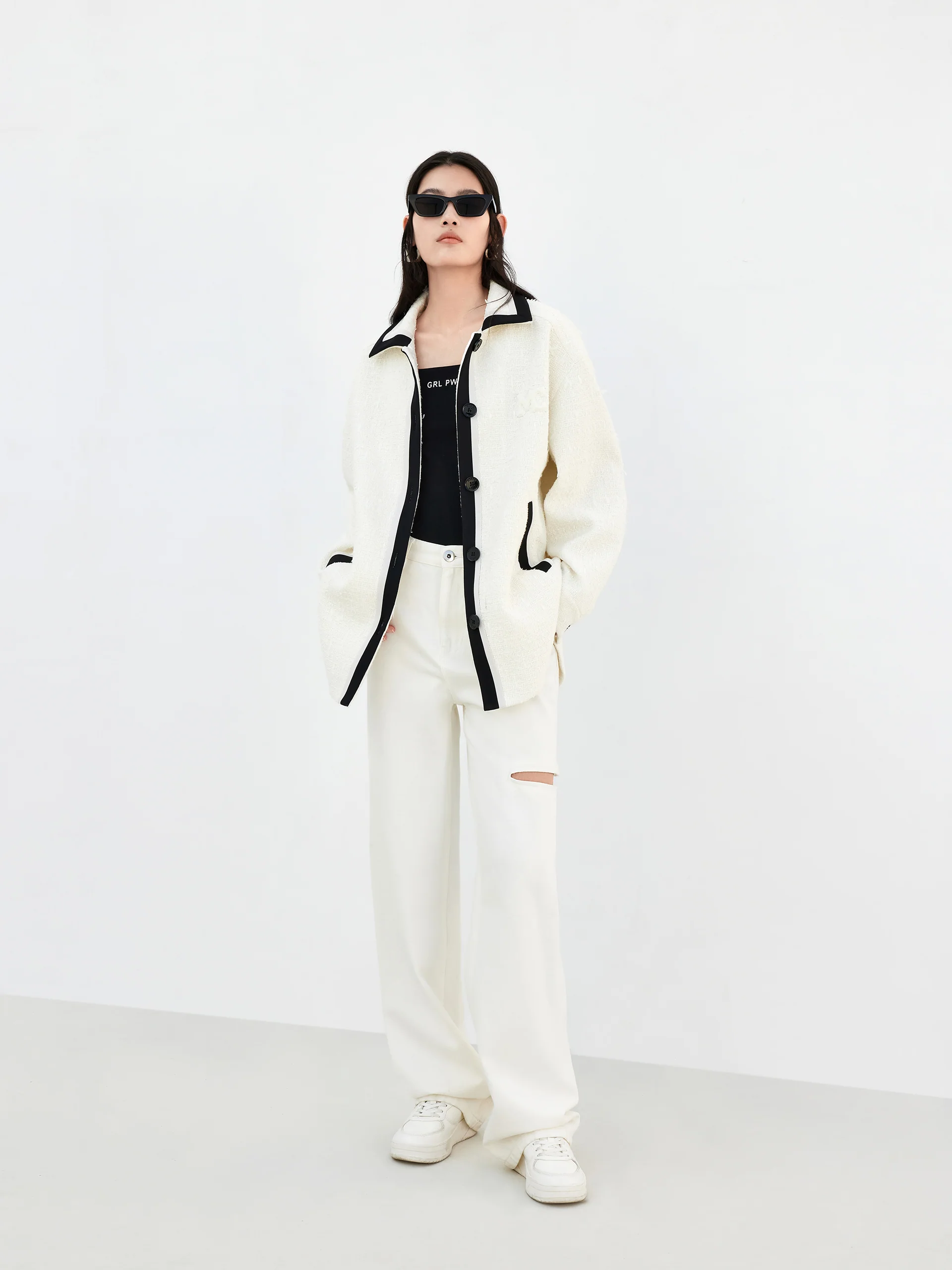 Contrast Tweed Shirt Jacket - Image 11