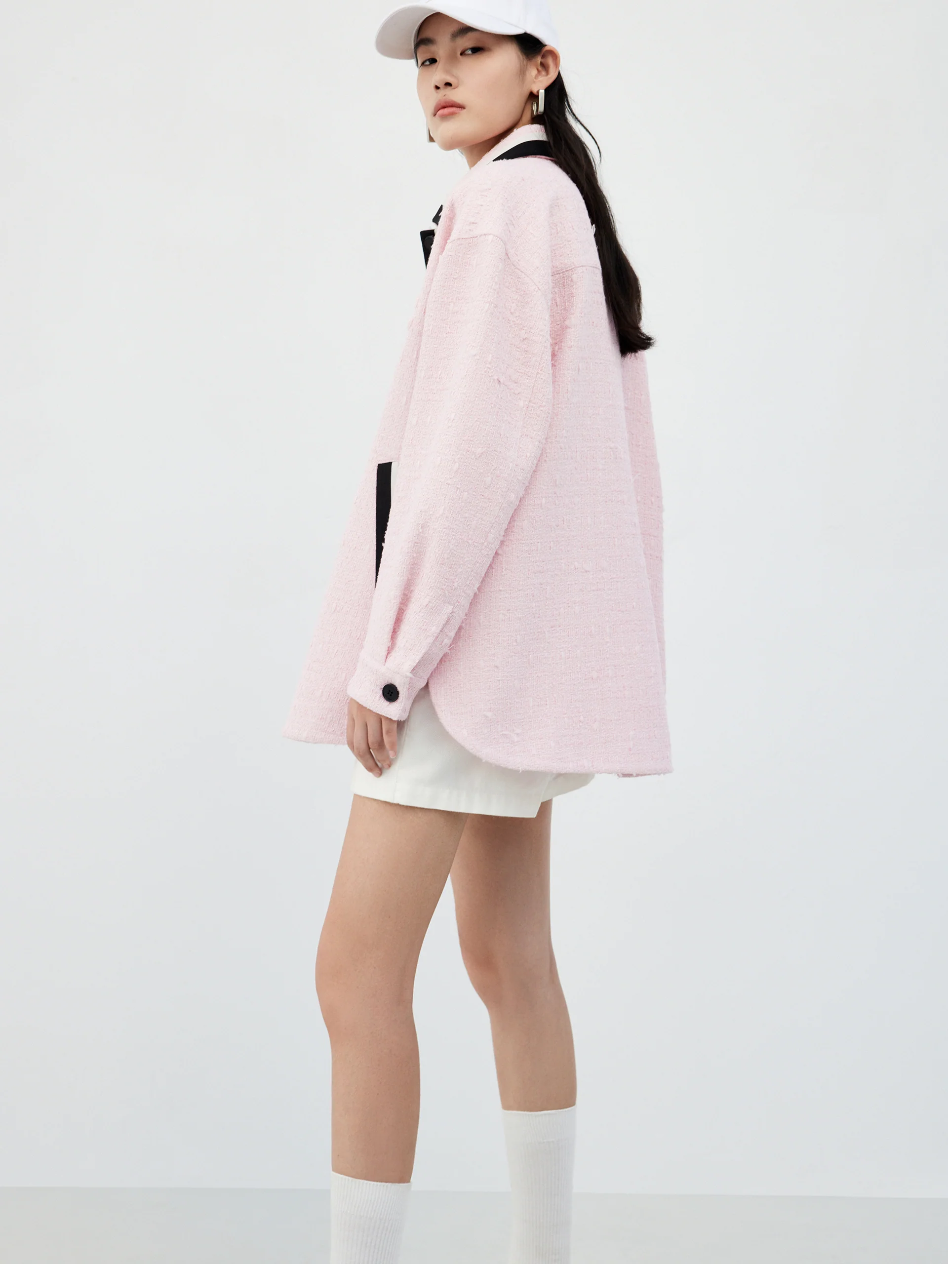 Contrast Tweed Shirt Jacket - Image 8