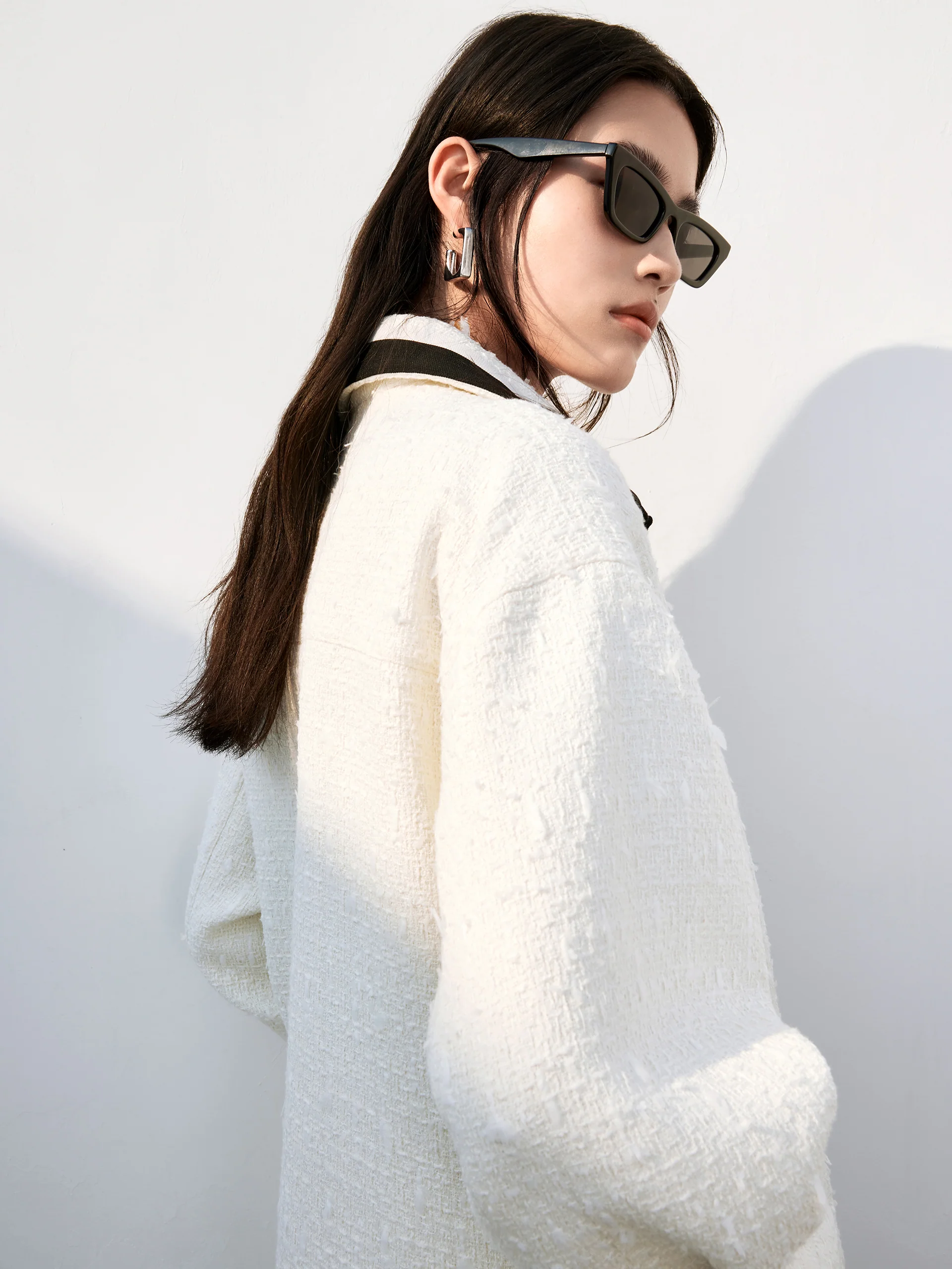 Contrast Tweed Shirt Jacket - Image 9