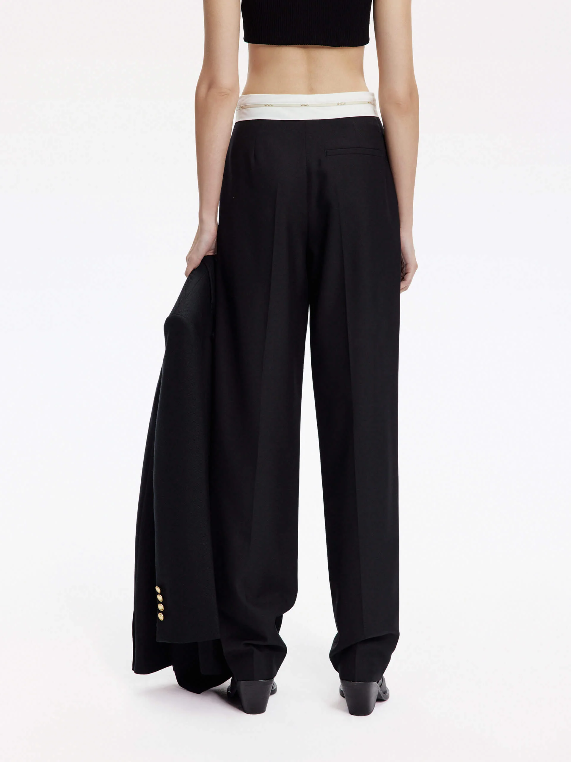 Contrast Waist Straight Pants - Image 5