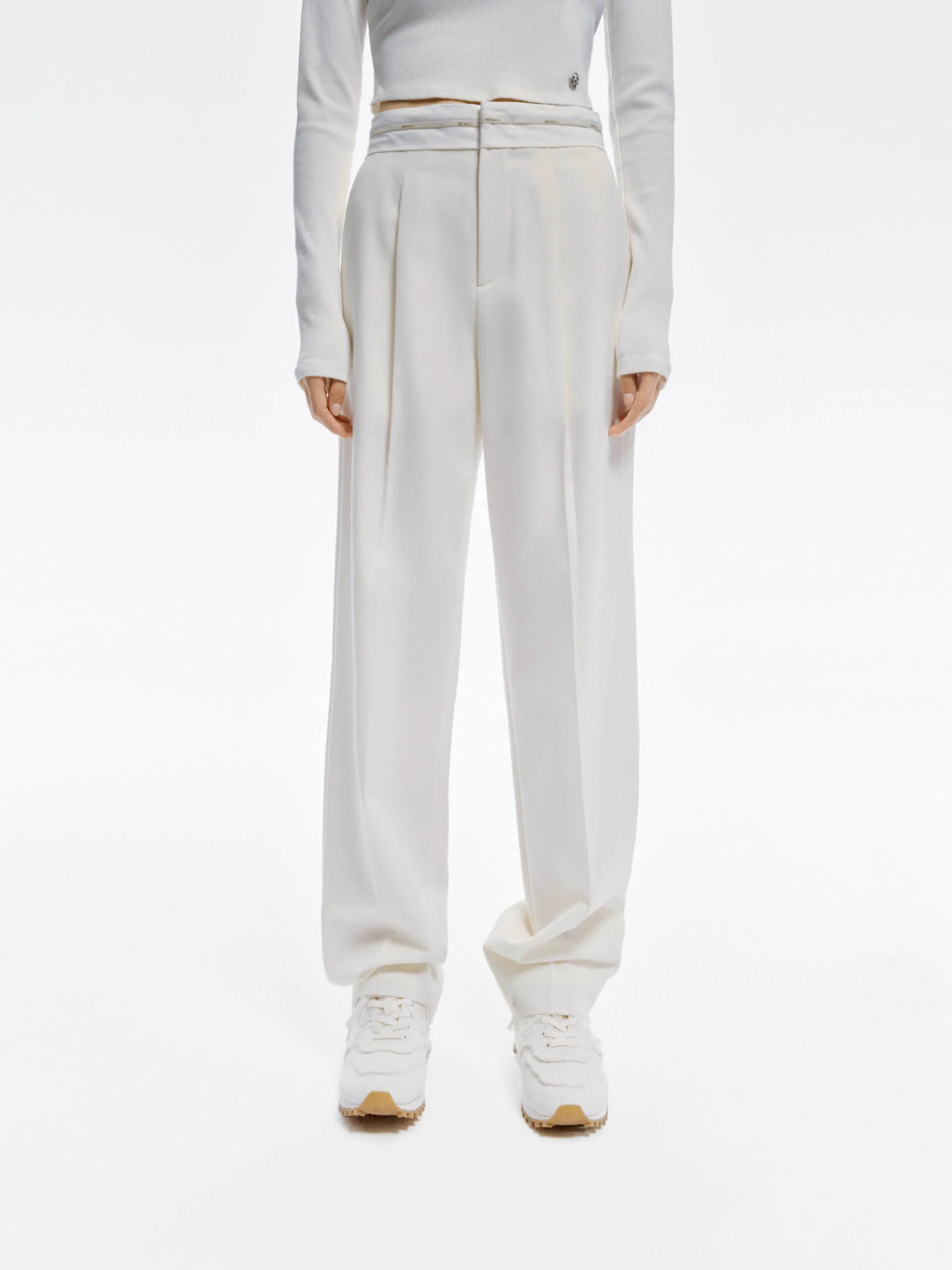 Contrast Waist Straight Pants - Image 7