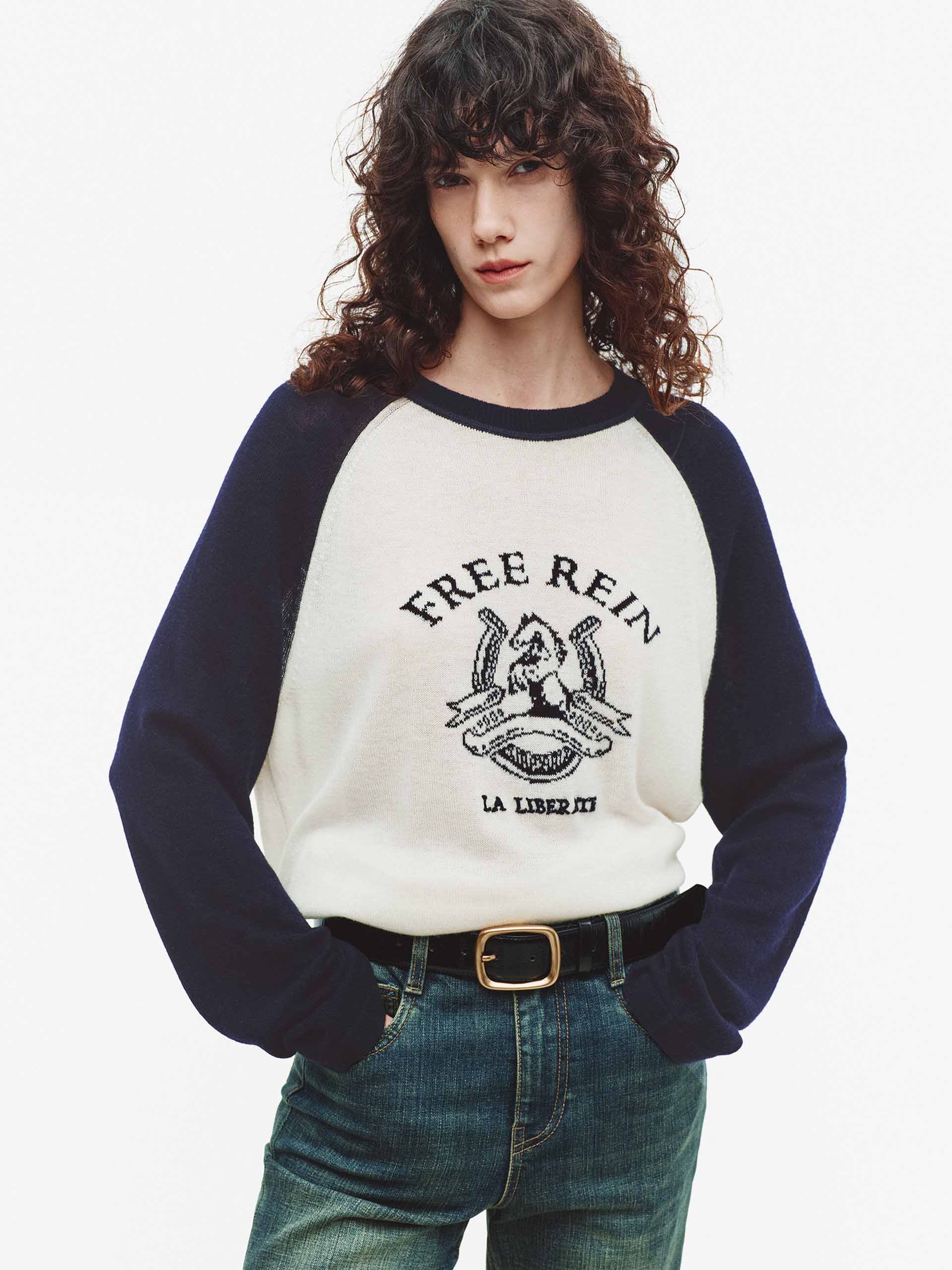 Contrast Wool Cashmere Sweater