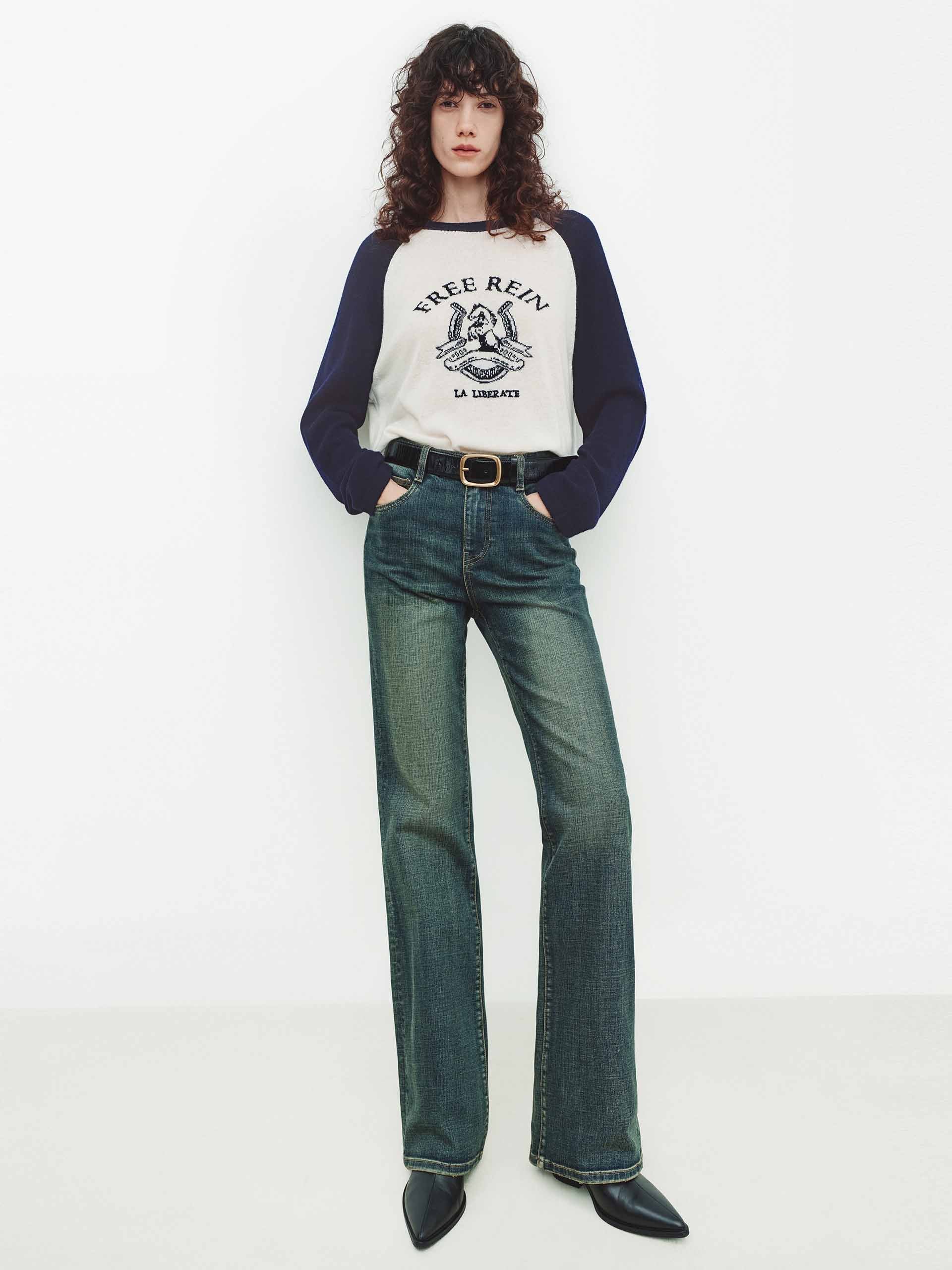 Contrast Wool Cashmere Sweater - Image 2